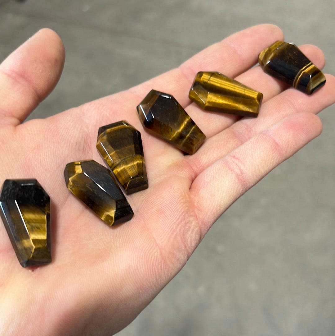 tiger eye carved crystal coffins for altar displays in bulk