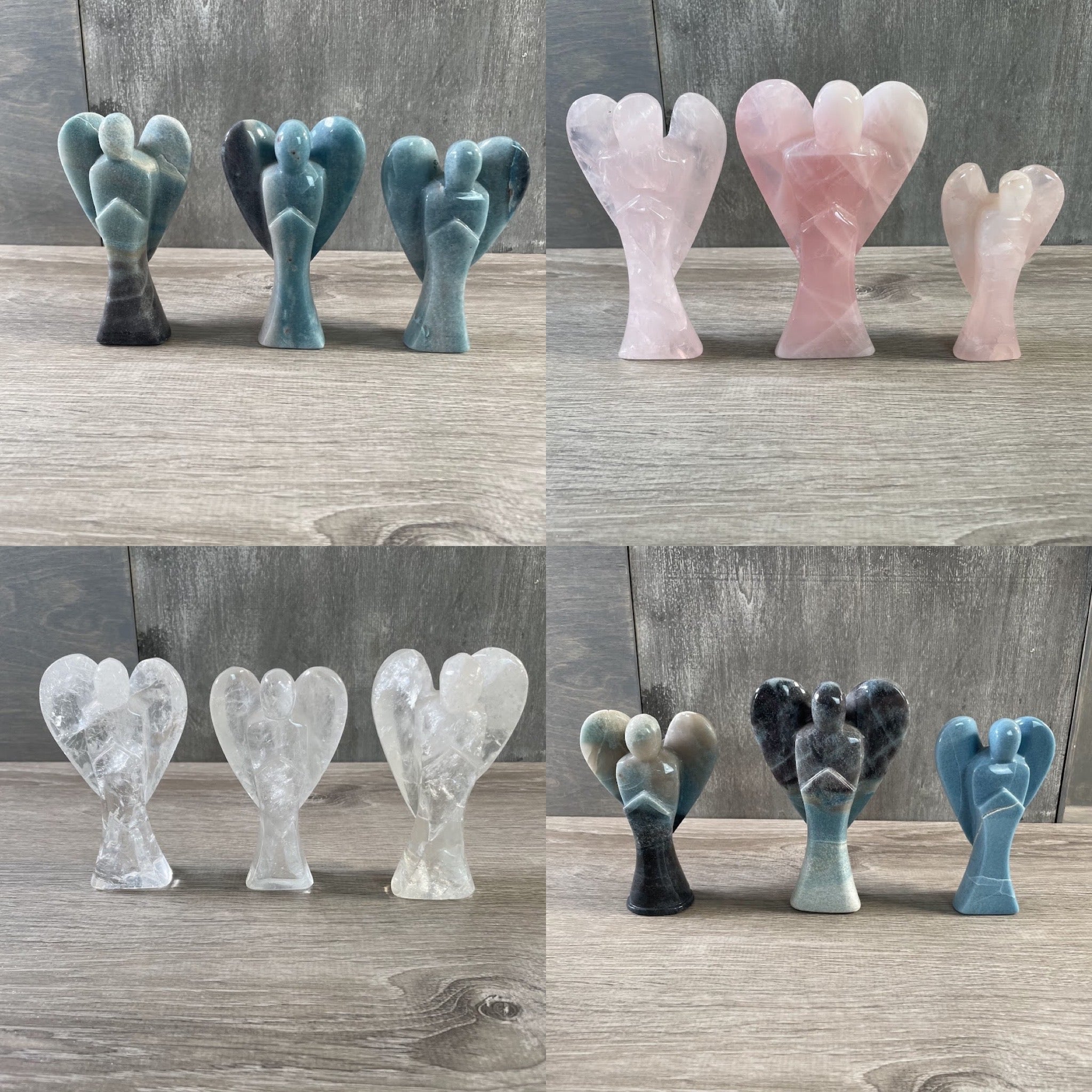 Hand-carved gemstone angel figurines lot of 3