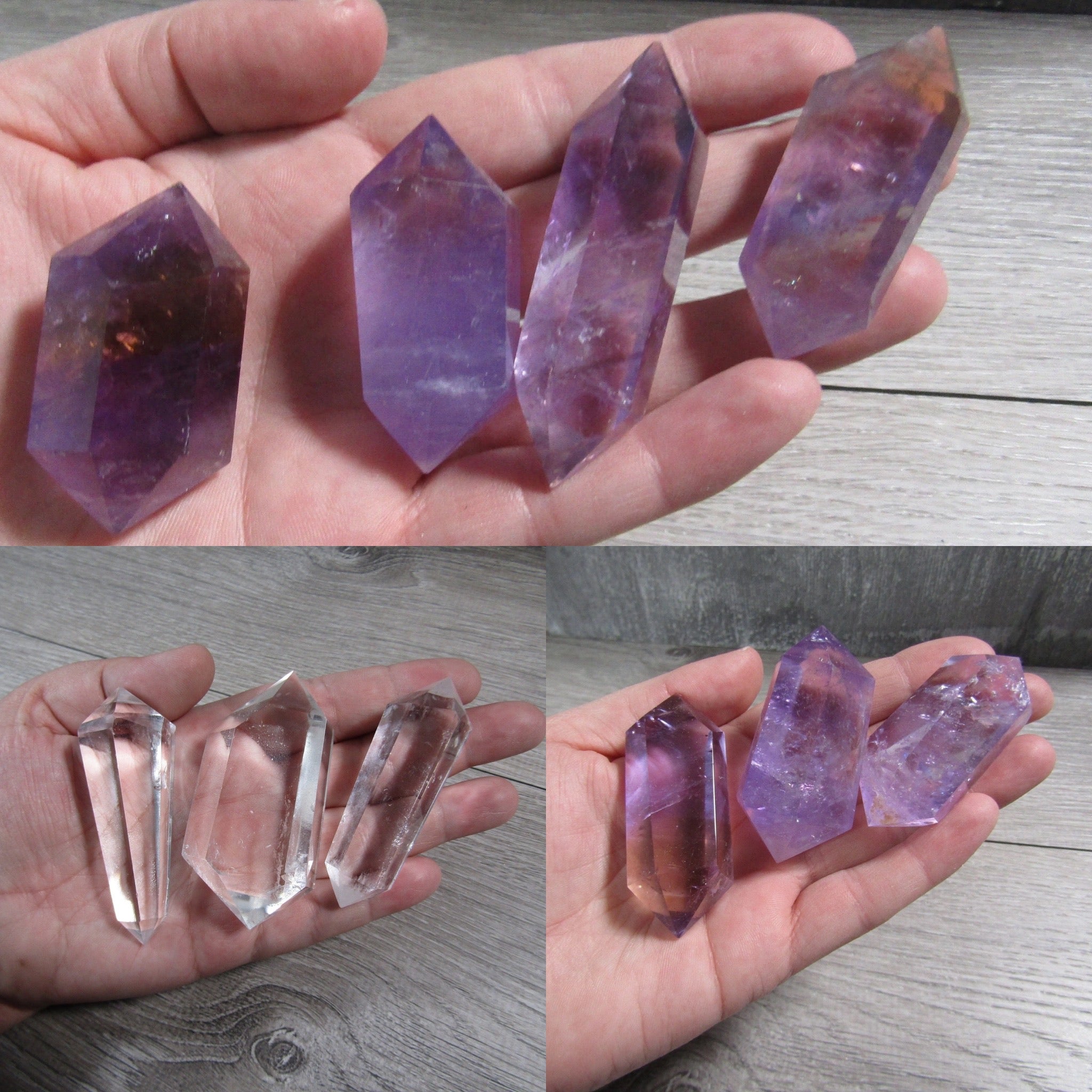 Assorted gemstones in the Vogel style wands double terminated for healing, wholesale