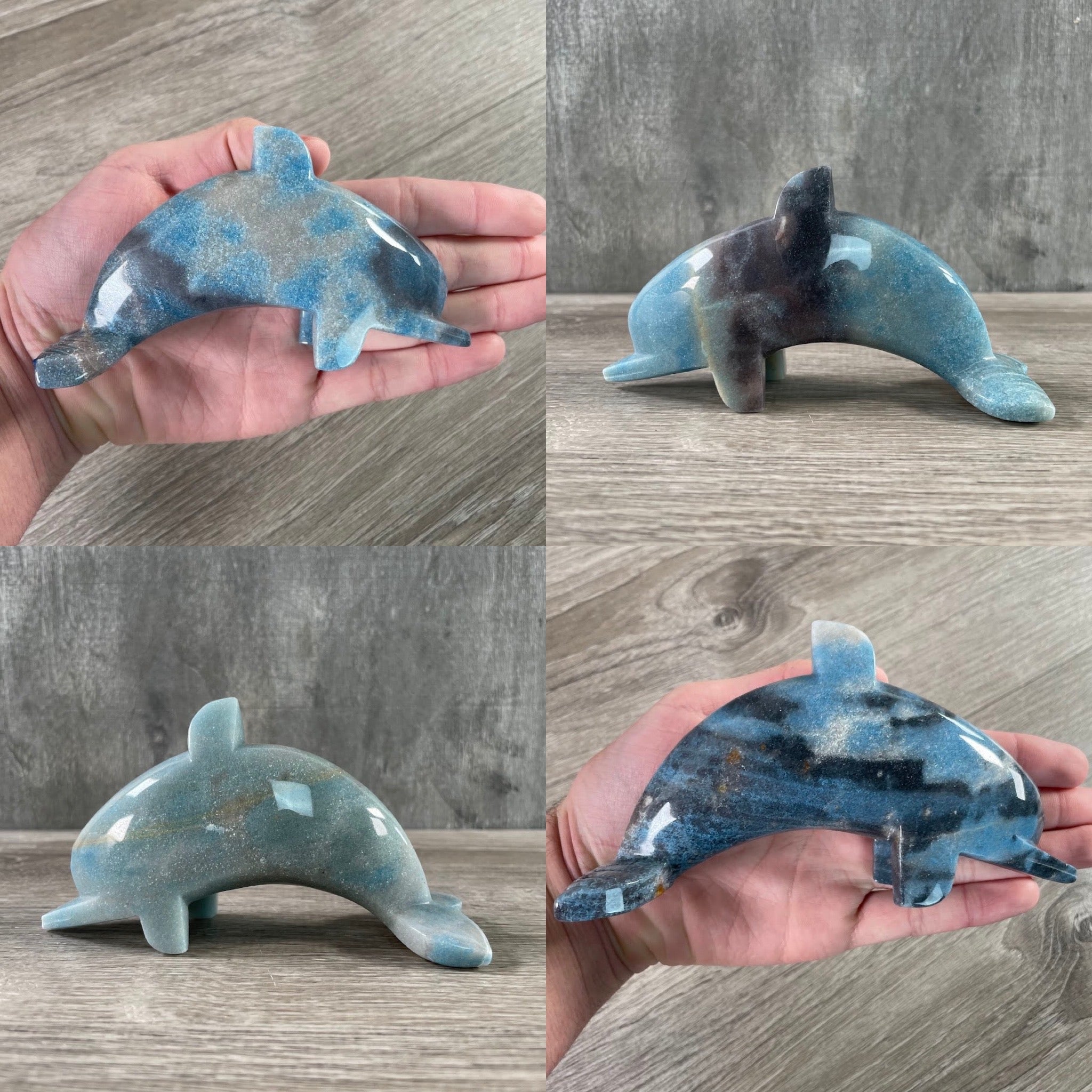 Large Trollite dolphin figurine hand-carved crystal statue
