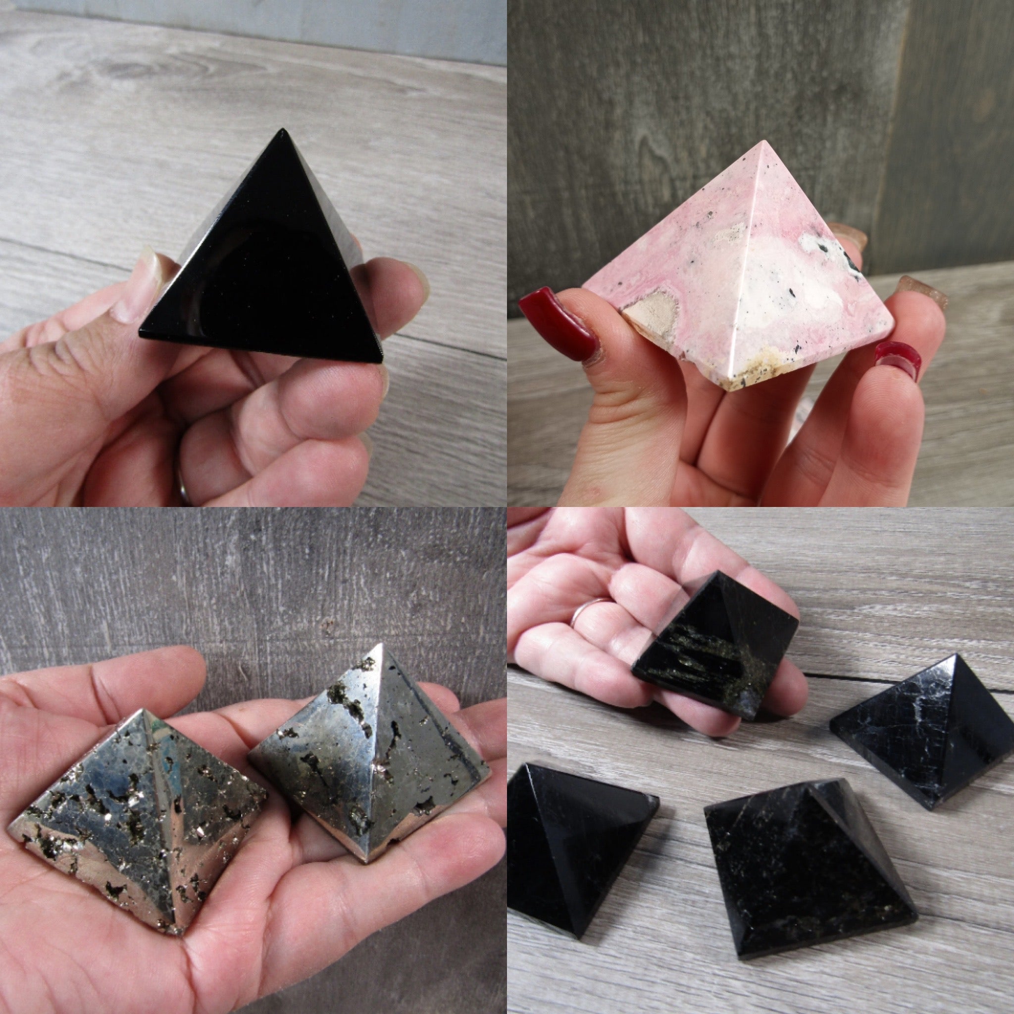 Assorted gemstone pyramid crystal shape by the inch wholesale