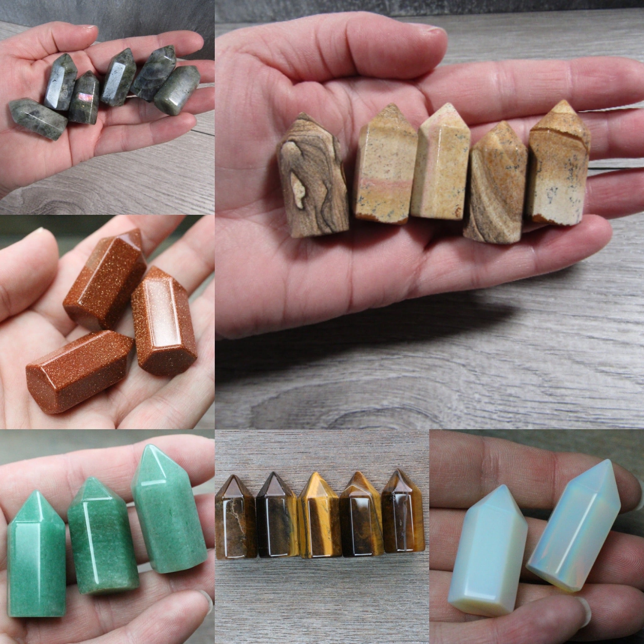 Gemstone obelisk in assorted stones - wholesale