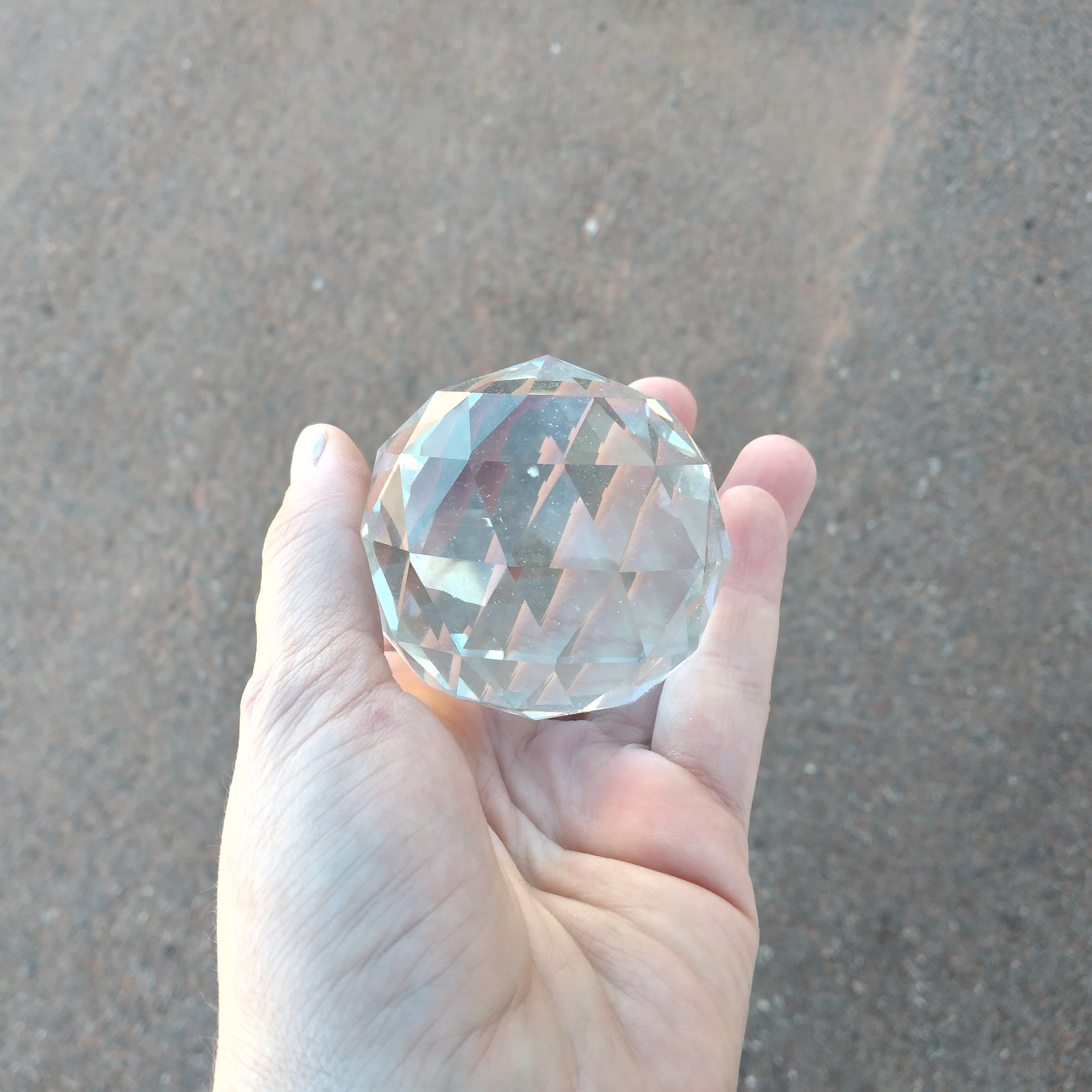 60mm Crystal Feng Shui Ball with Faceted Surface – No Hole