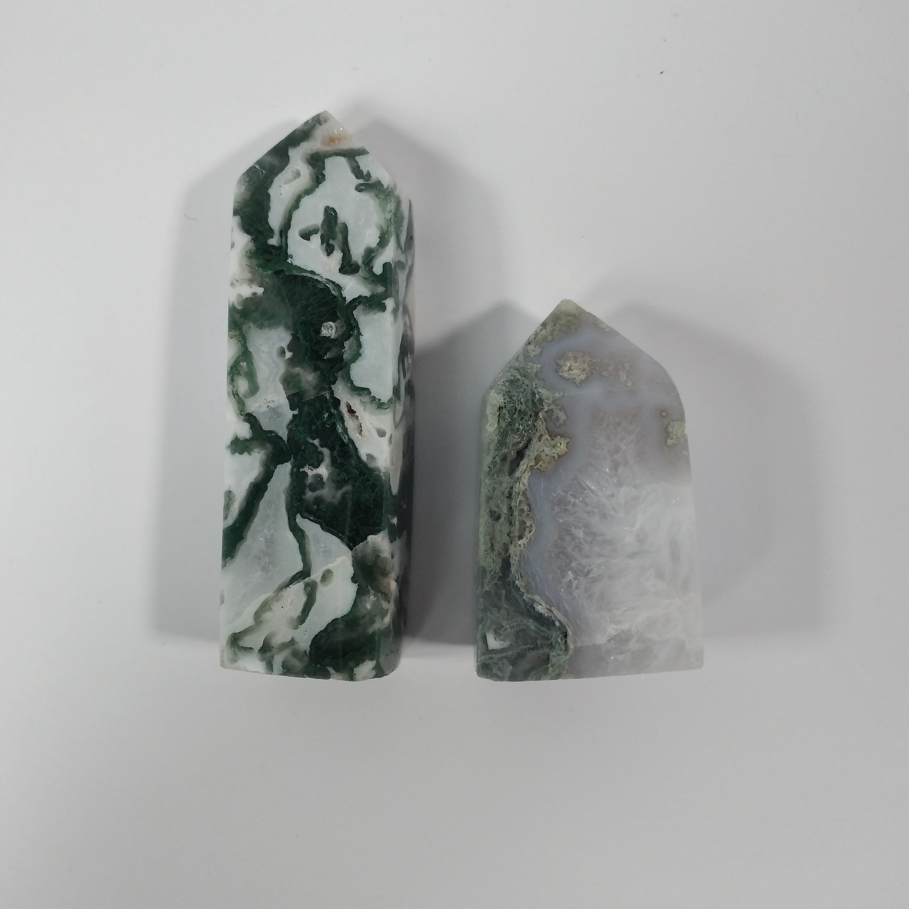 natural moss agate tower for energy work