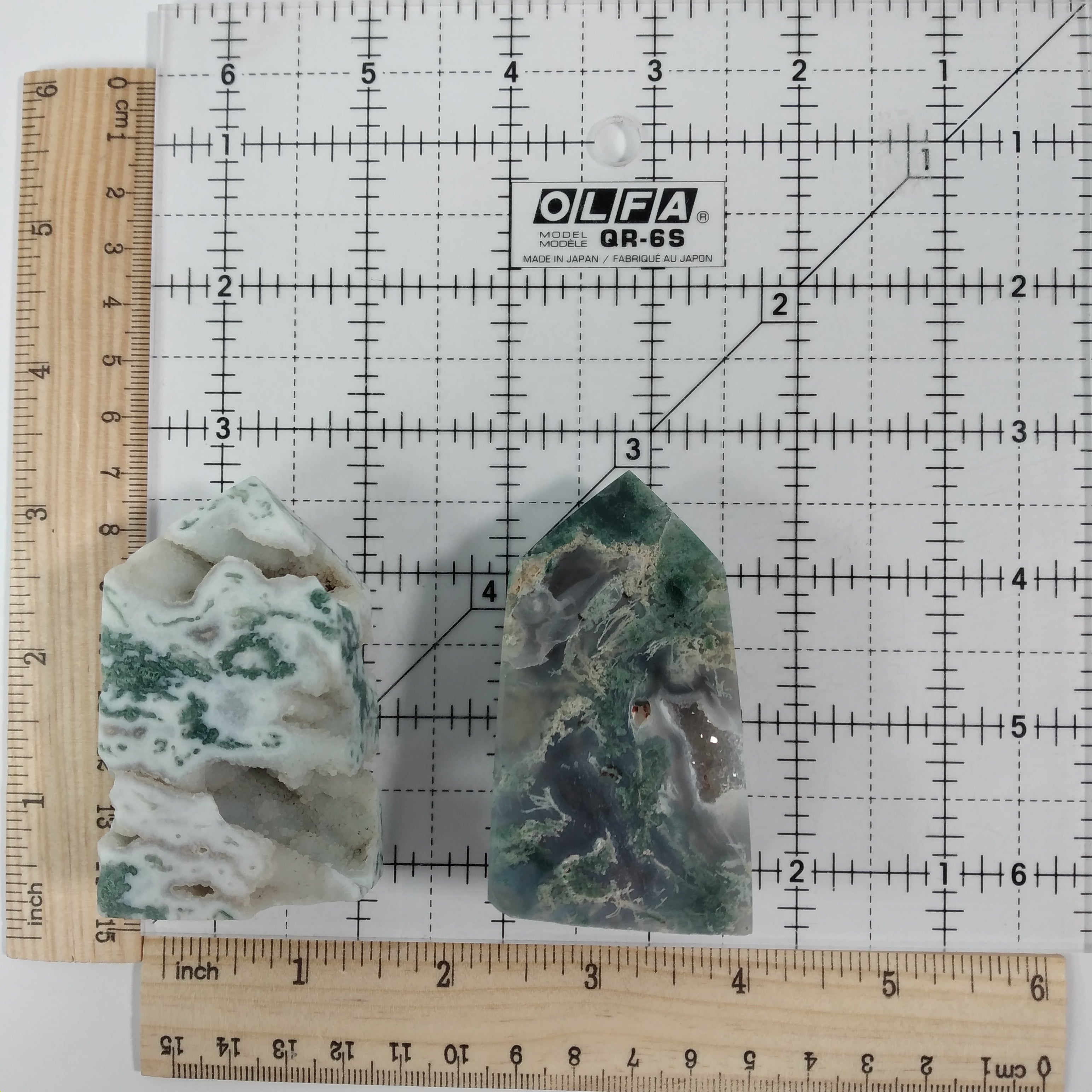 Moss Agate Four-Sided Obelisk Tower – Natural Crystal Tower