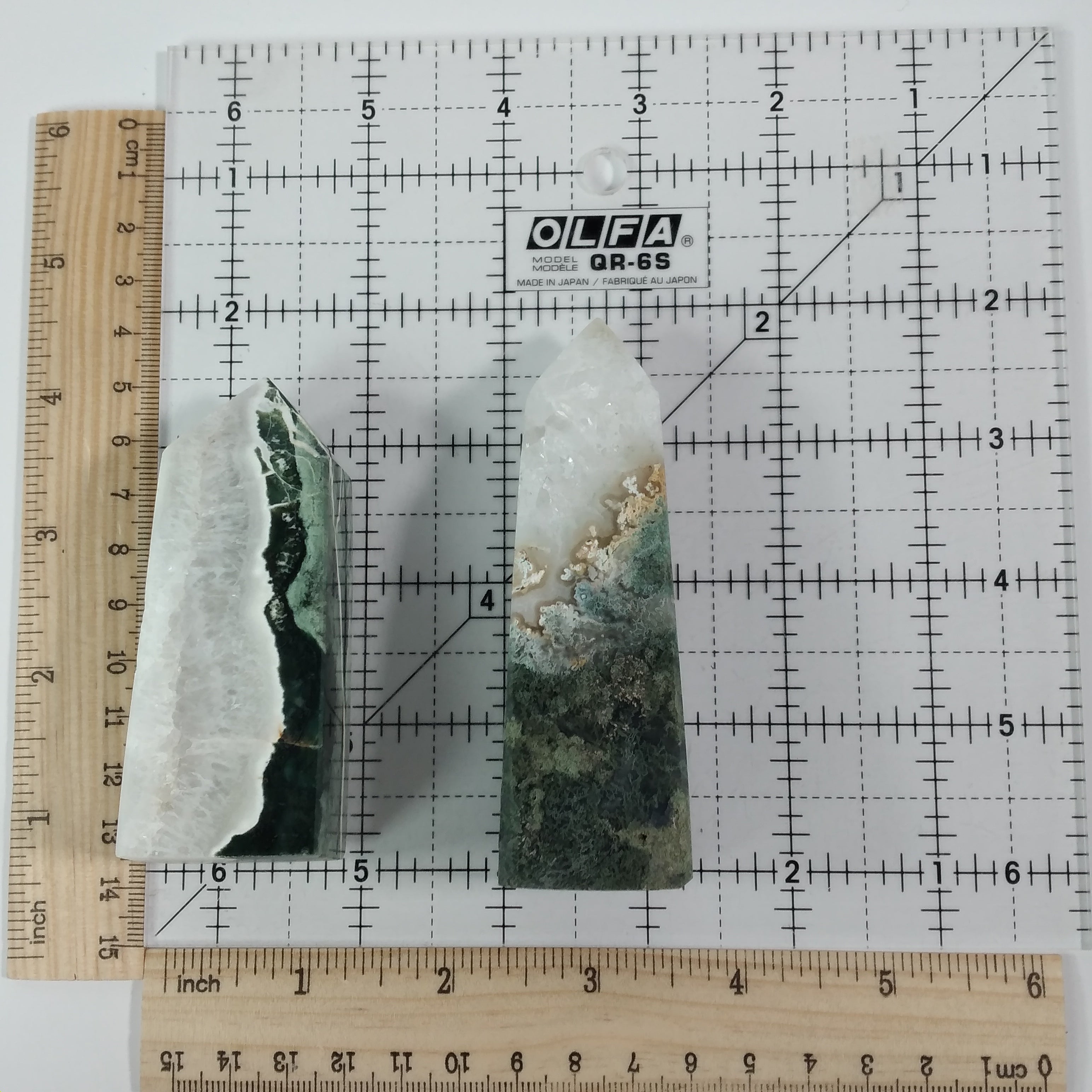 Moss Agate Four-Sided Obelisk Tower – Natural Crystal Tower