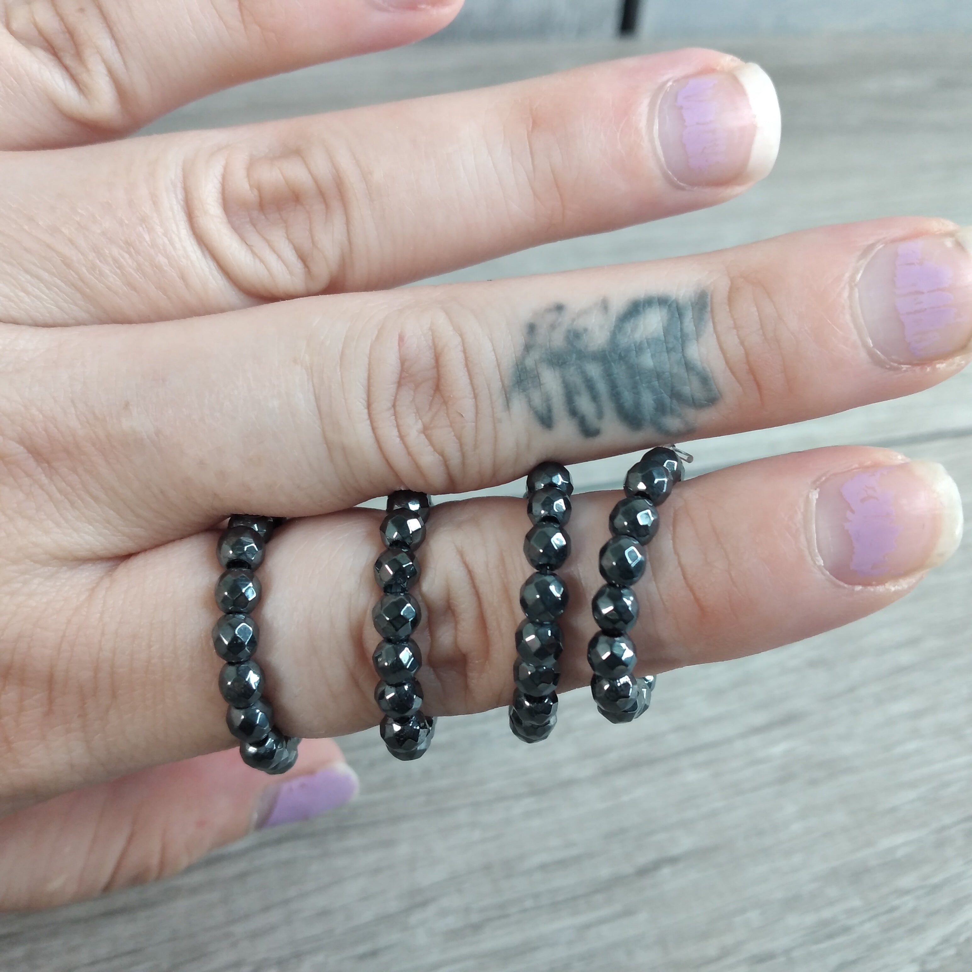 Hematite stretch ring for crystal retailers