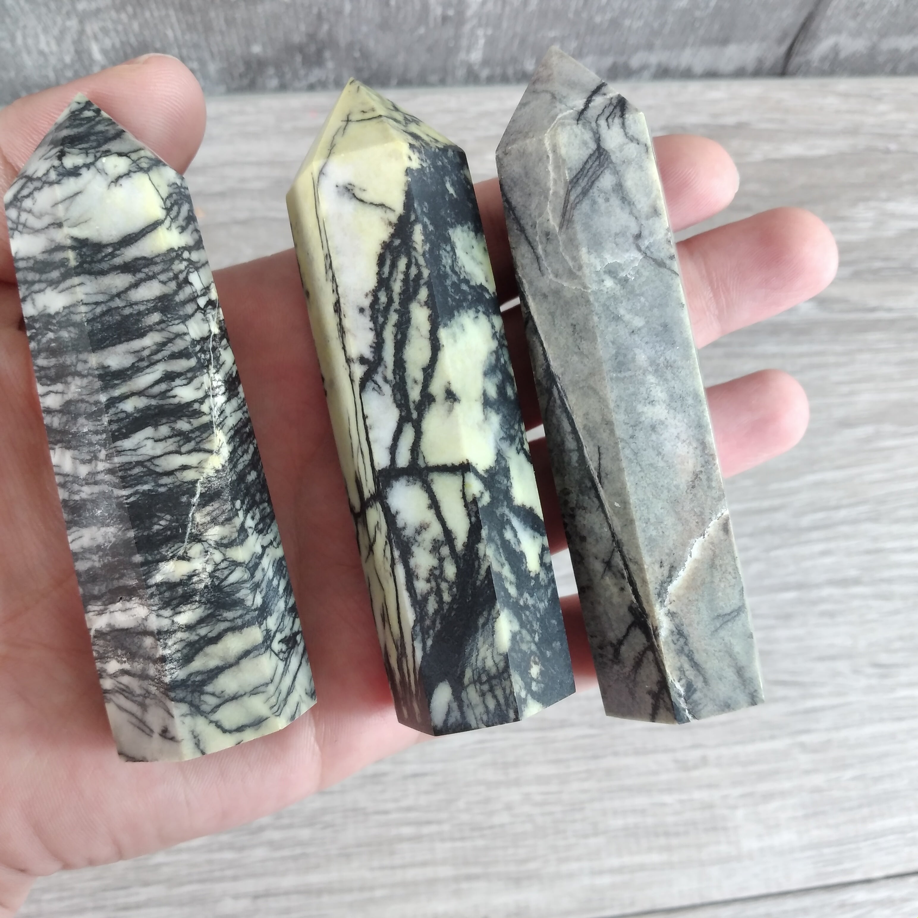 spider web jasper decor obelisk points