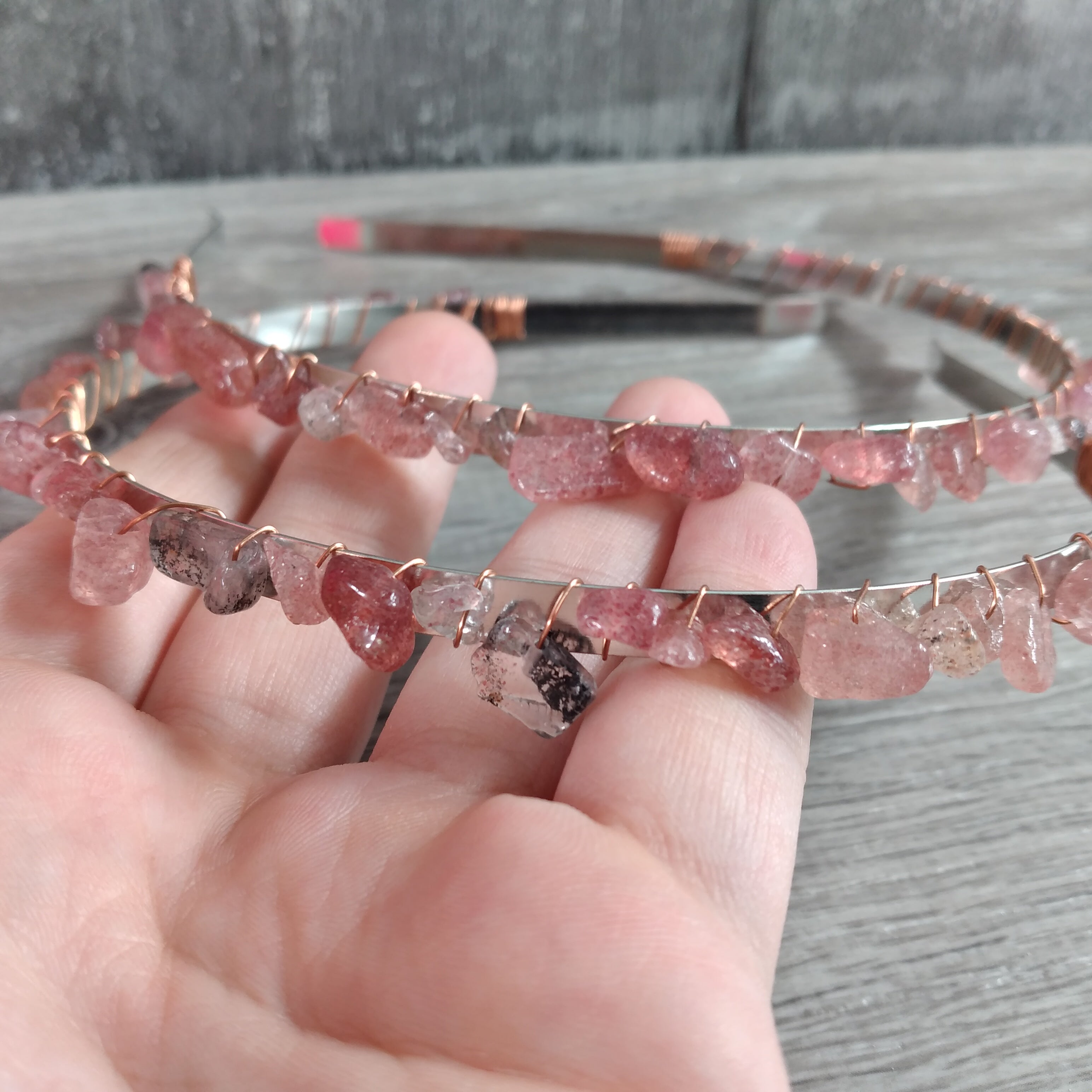 strawberry quartz gemstone headband for wholesale buyers