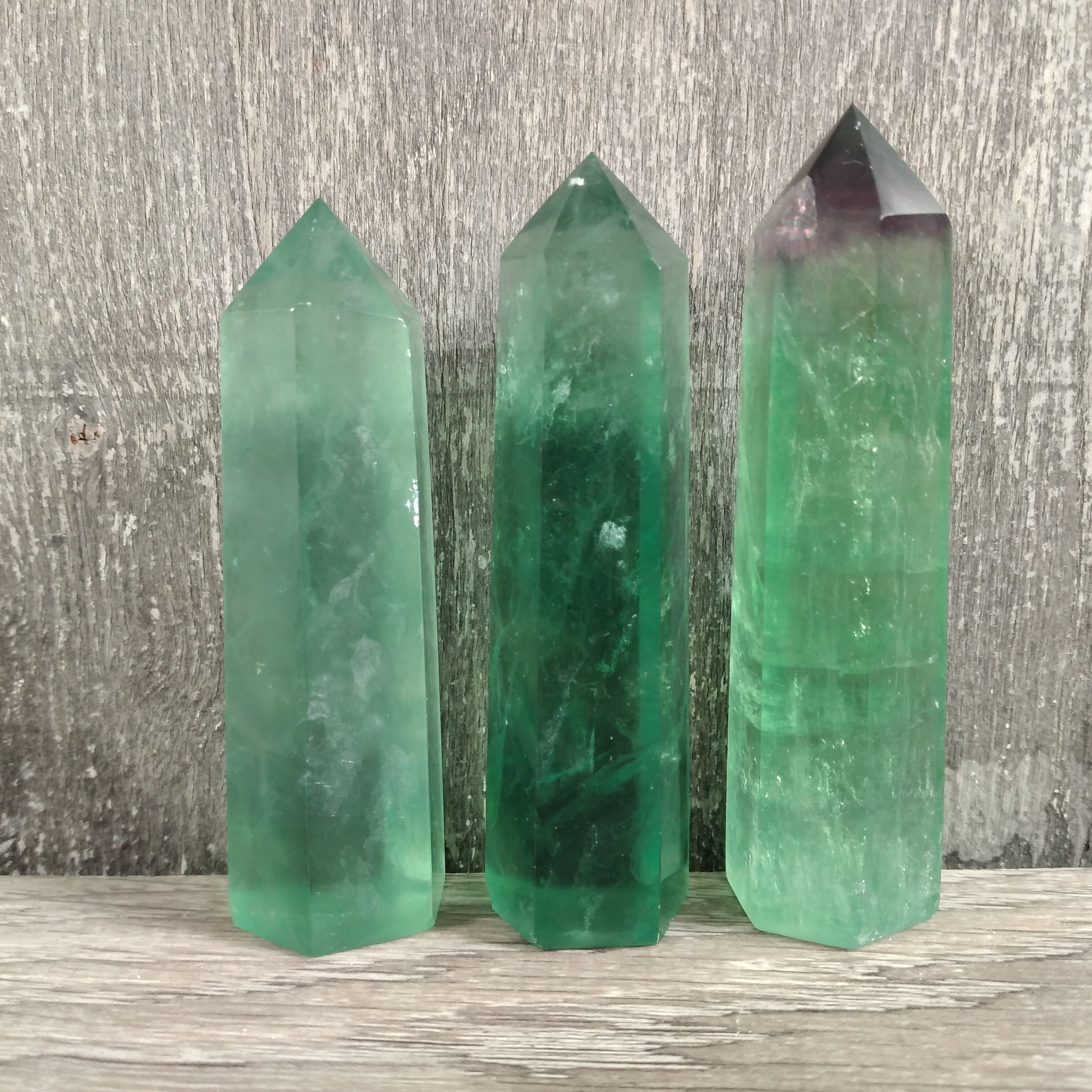 fluorite gemstone obelisk for metaphysical shop display