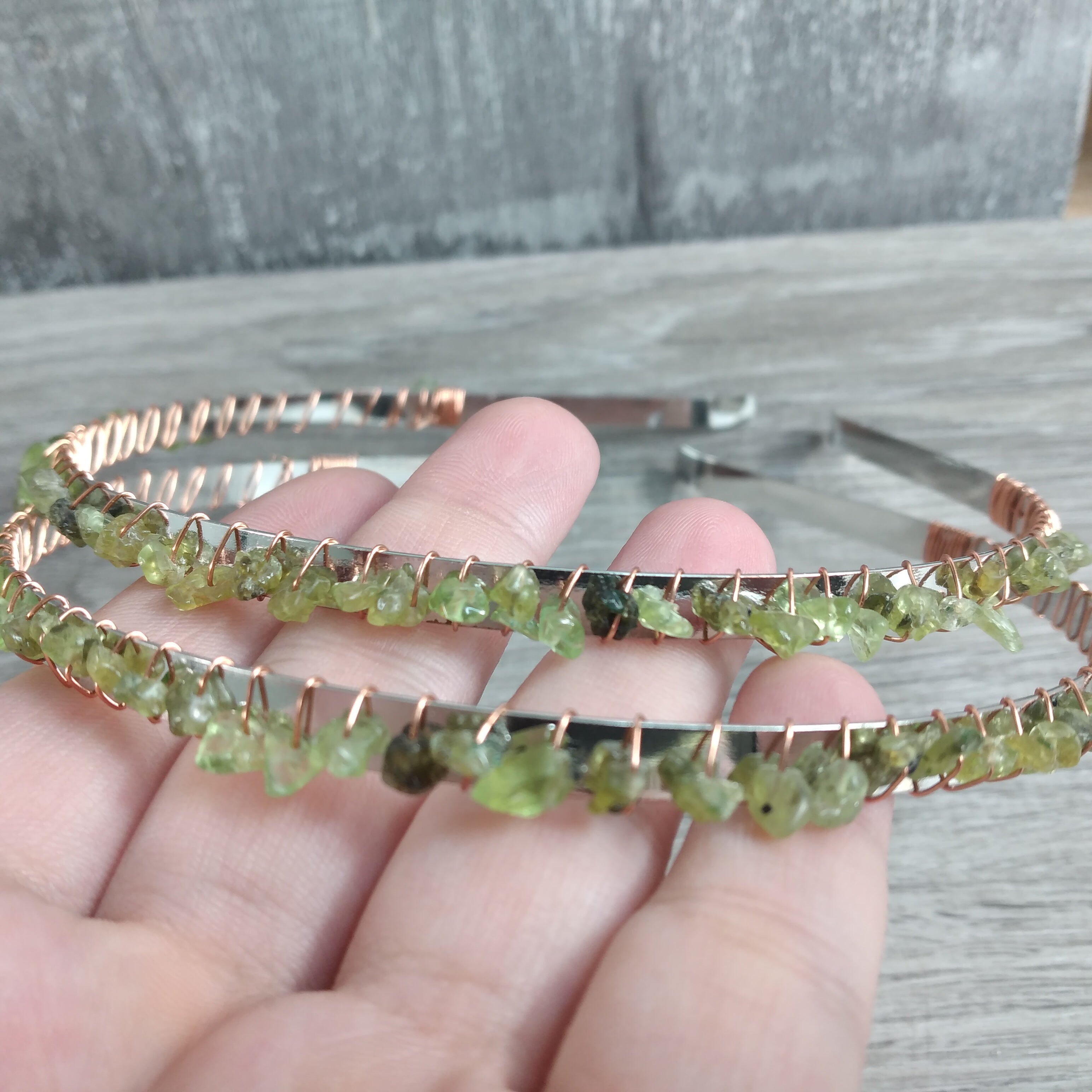 peridot gemstone headband display for gift shops