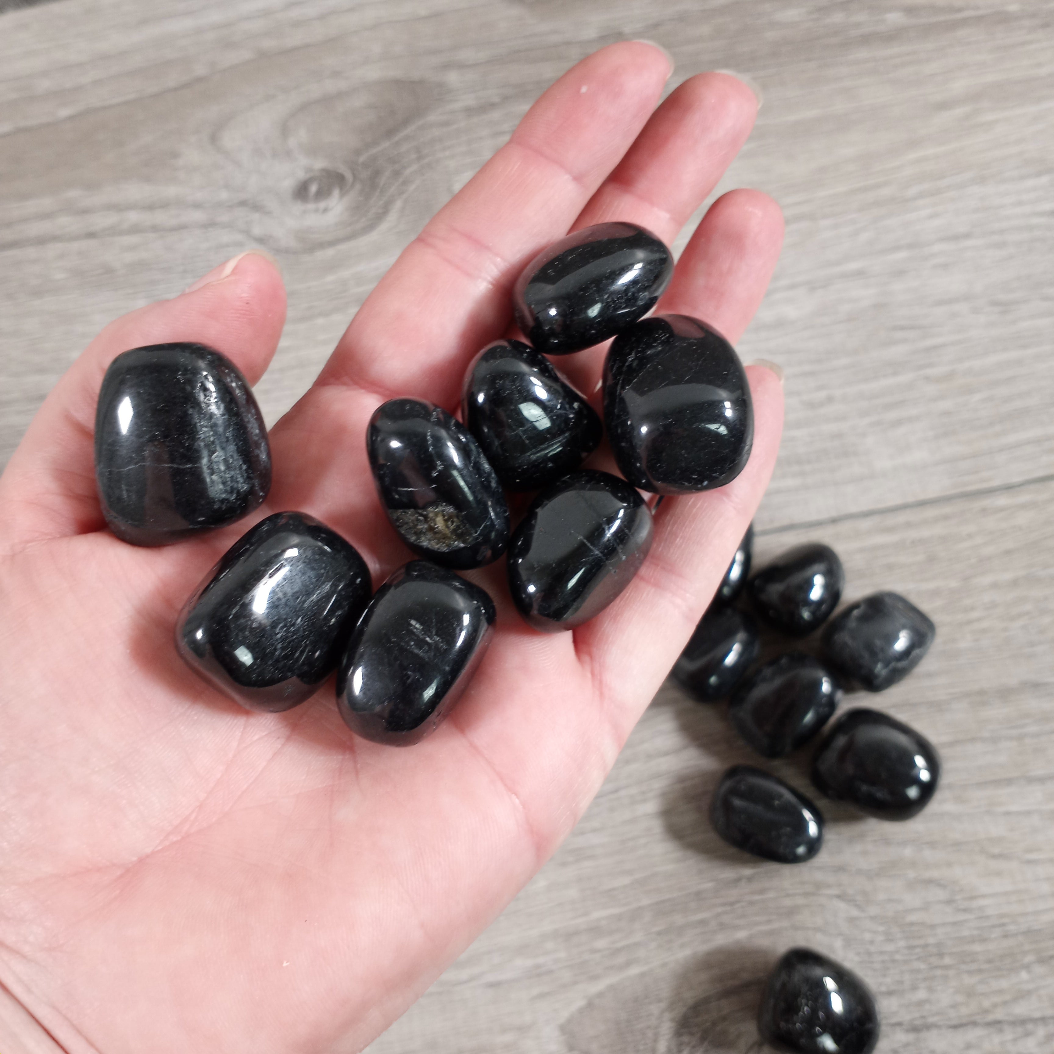 1 pound lot of black tourmaline tumbled stones for wholesale