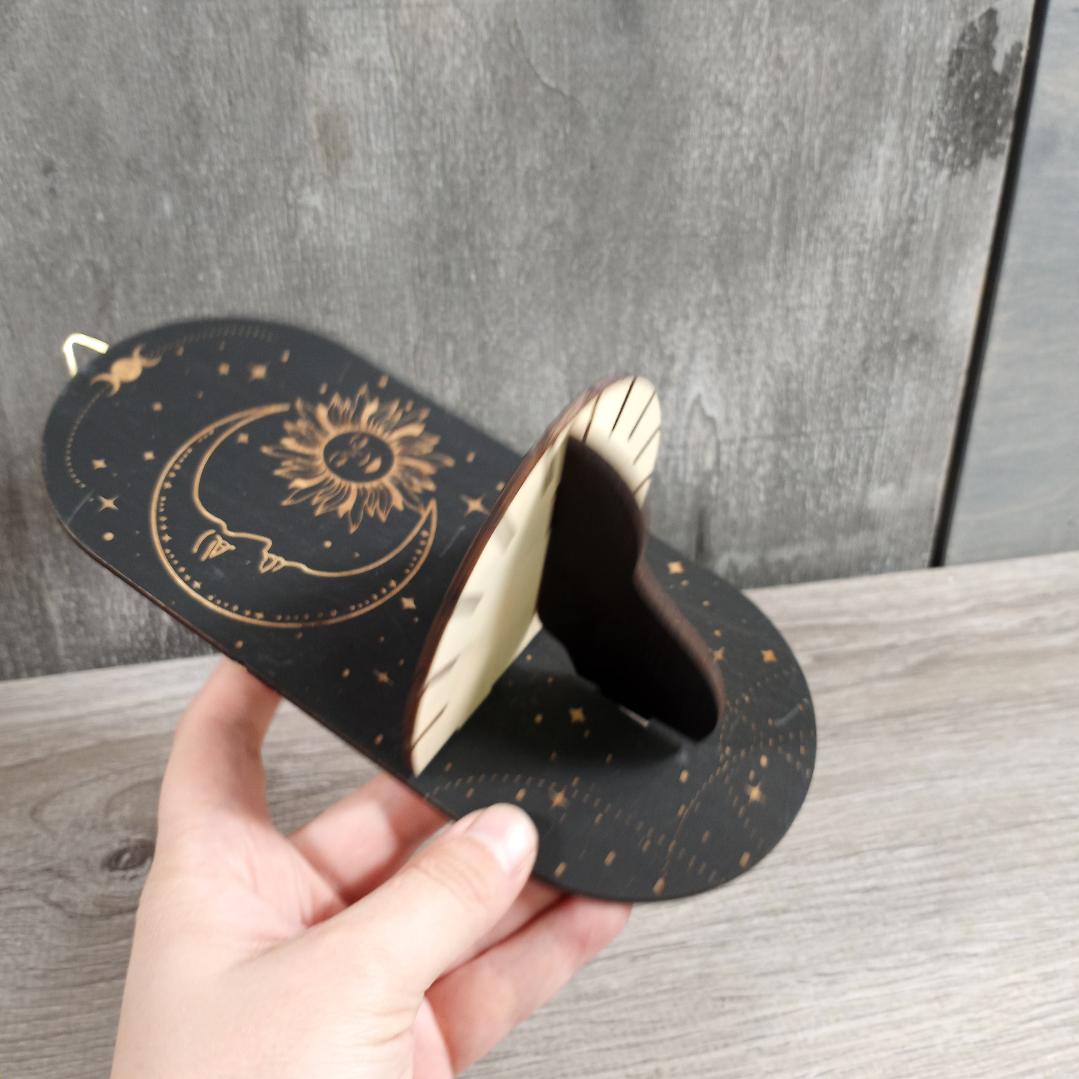 wood pendulum holder for metaphysical retailers