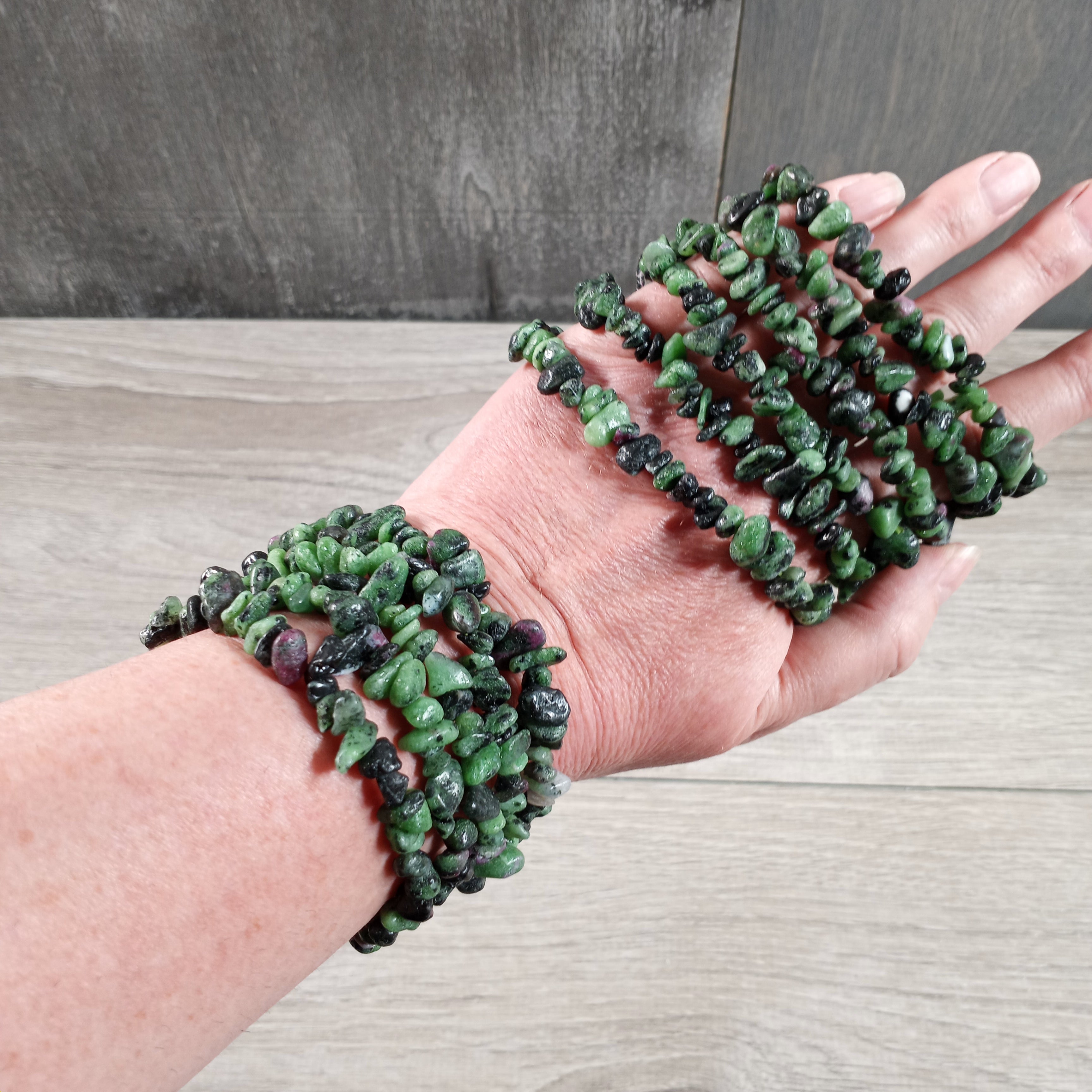 ruby in zoisite colorful gemstone chip bracelets bulk