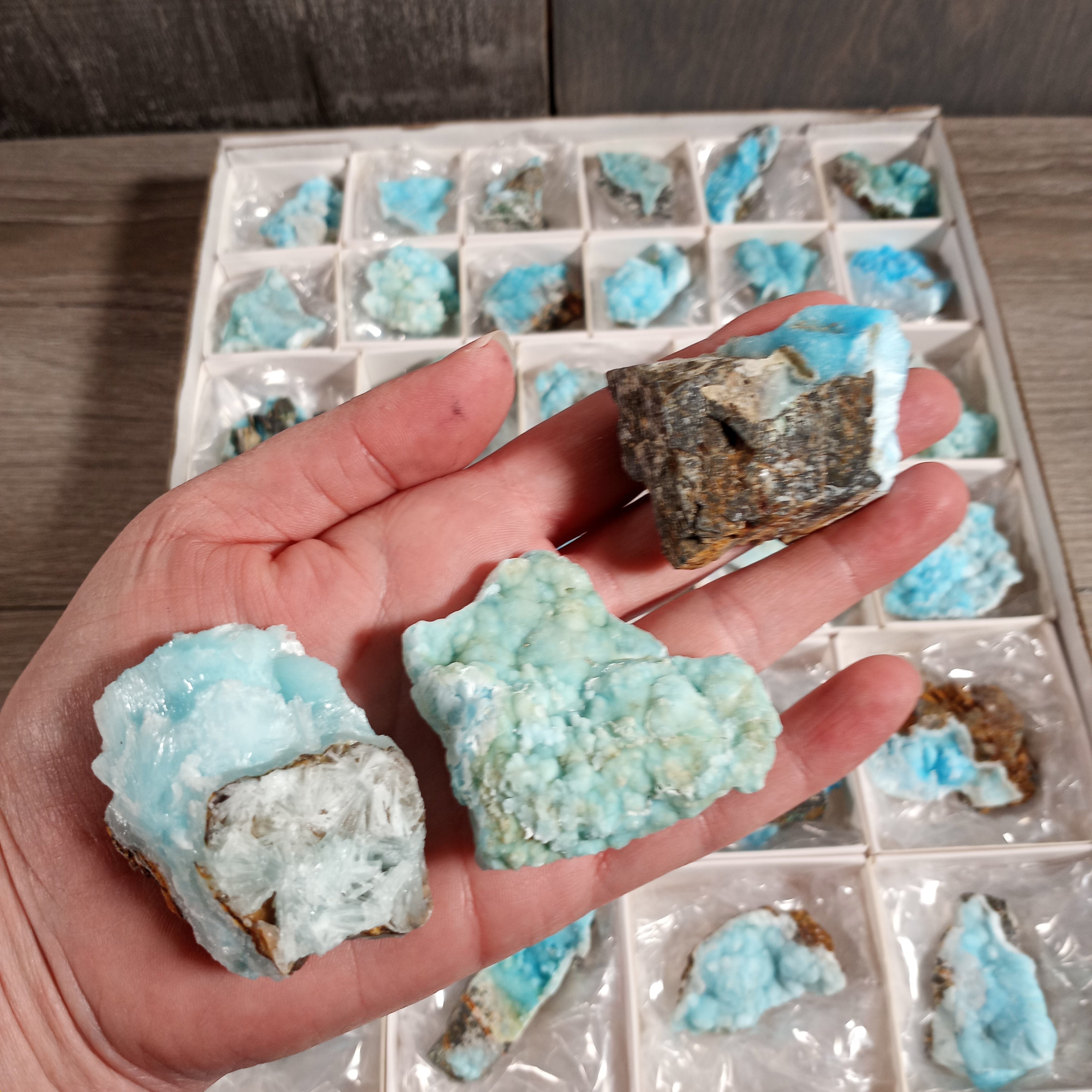 Raw Blue Aragonite Crystal Flats - Wholesale Bulk Supply