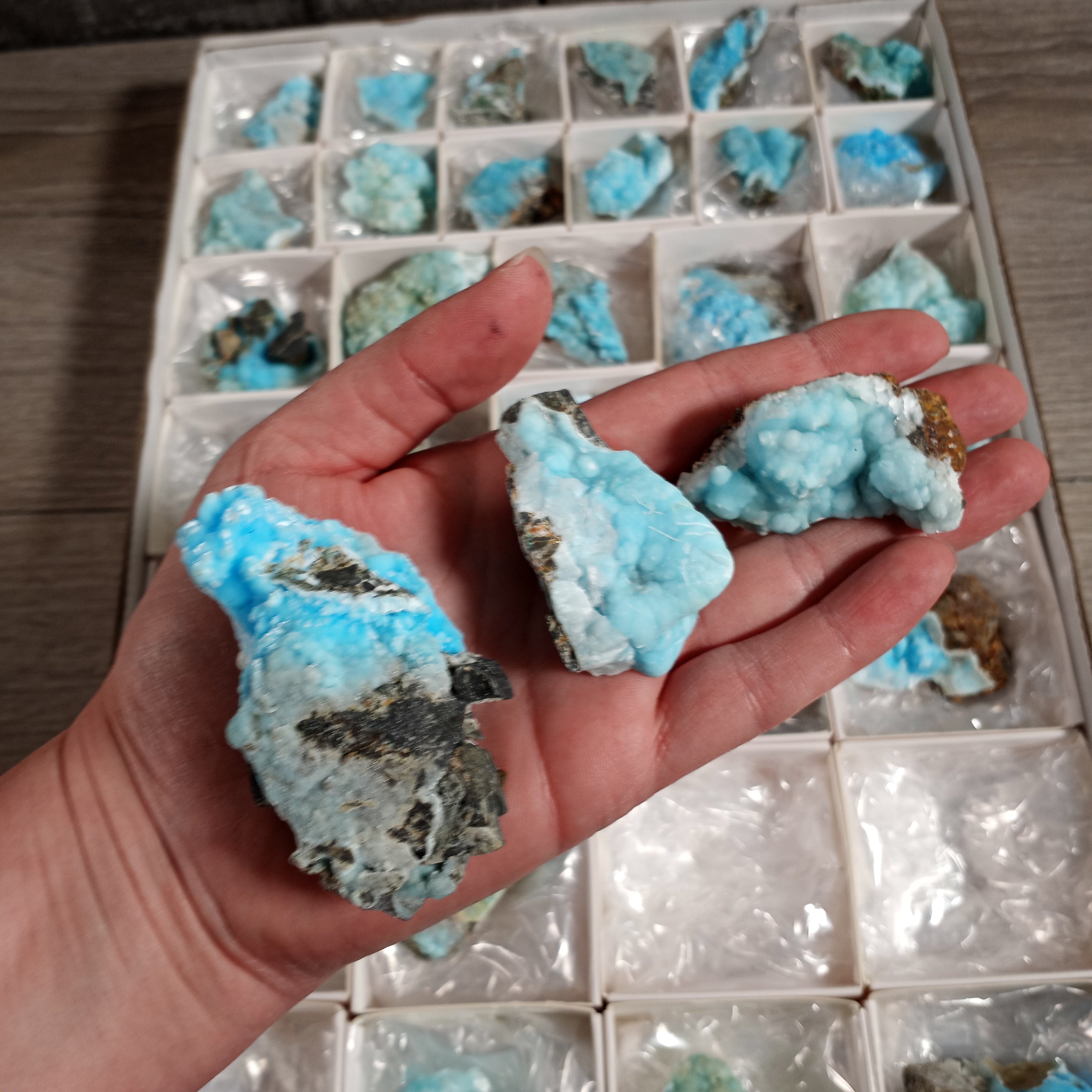 Raw Blue Aragonite Crystal Flats - Wholesale Bulk Supply