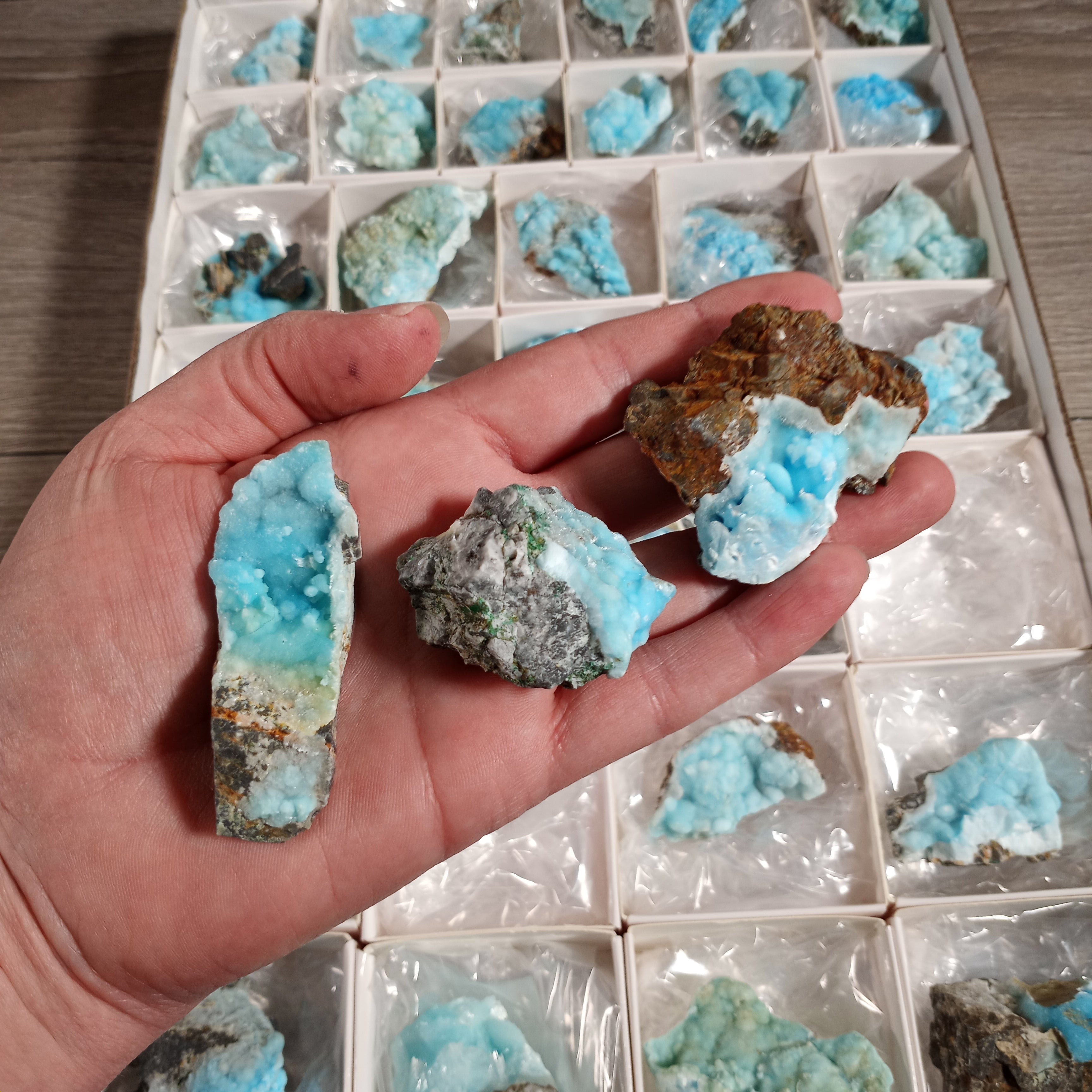 Raw Blue Aragonite Crystal Flats - Wholesale Bulk Supply