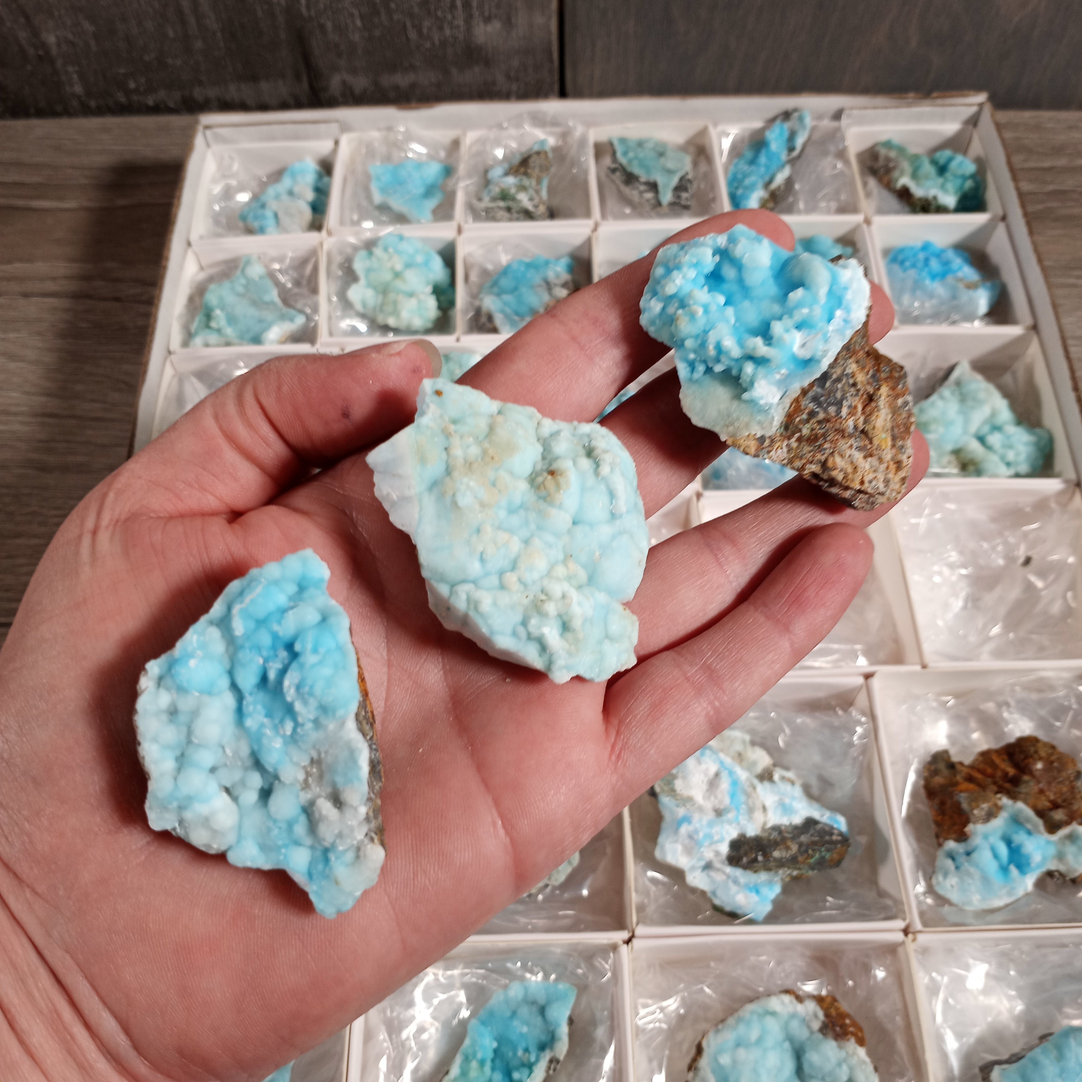 Raw Blue Aragonite Crystal Flats - Wholesale Bulk Supply