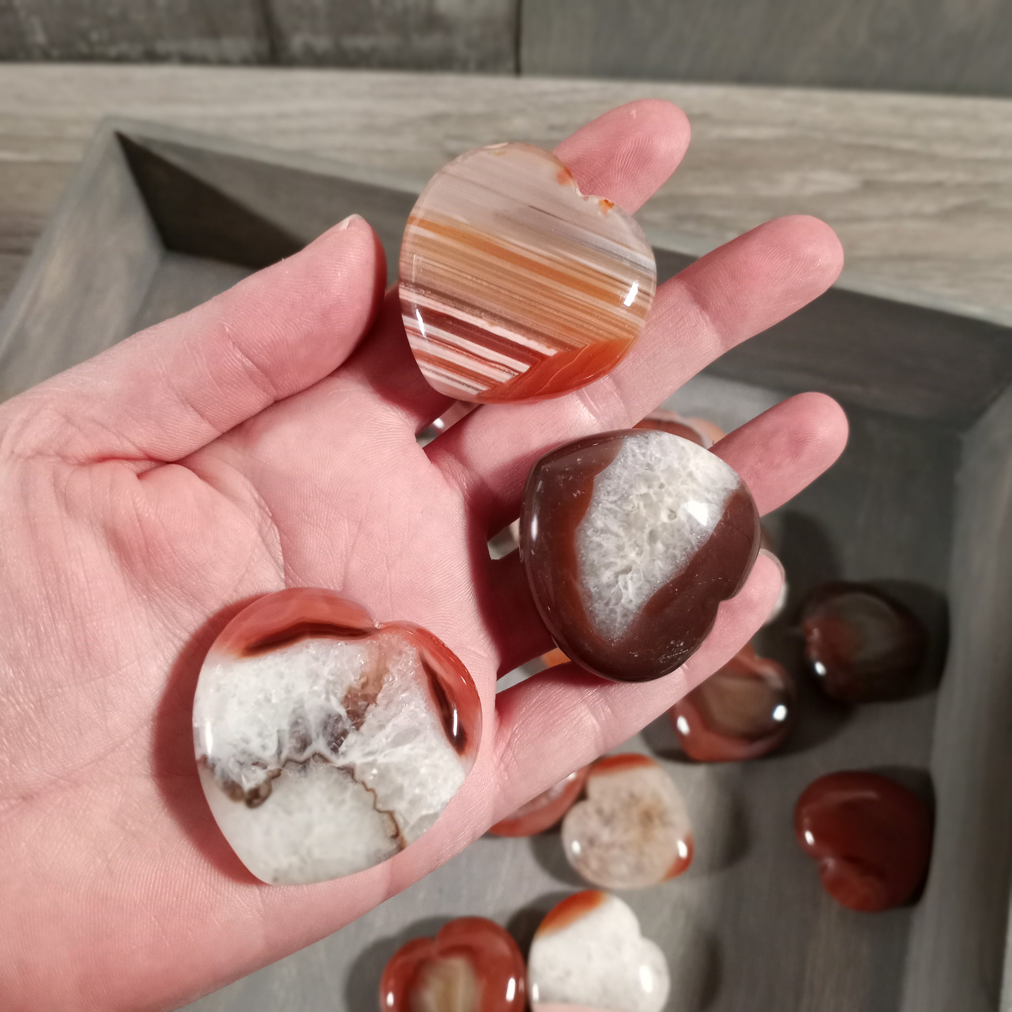Wholesale Carnelian Agate Heart Carvings 1.5”+ Polished Gemstone Hearts