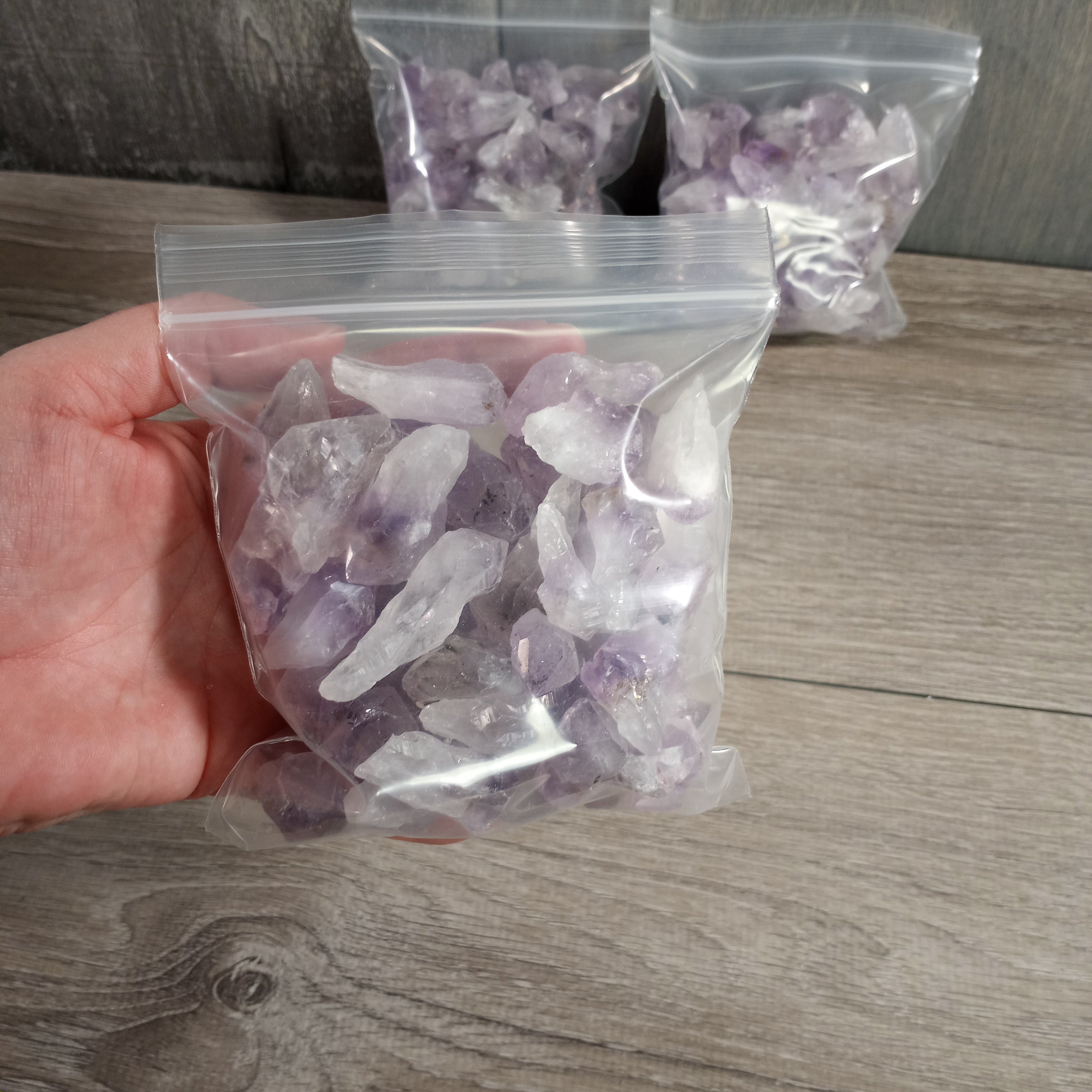 Bulk Amethyst rough points and chunks for crystal shops.