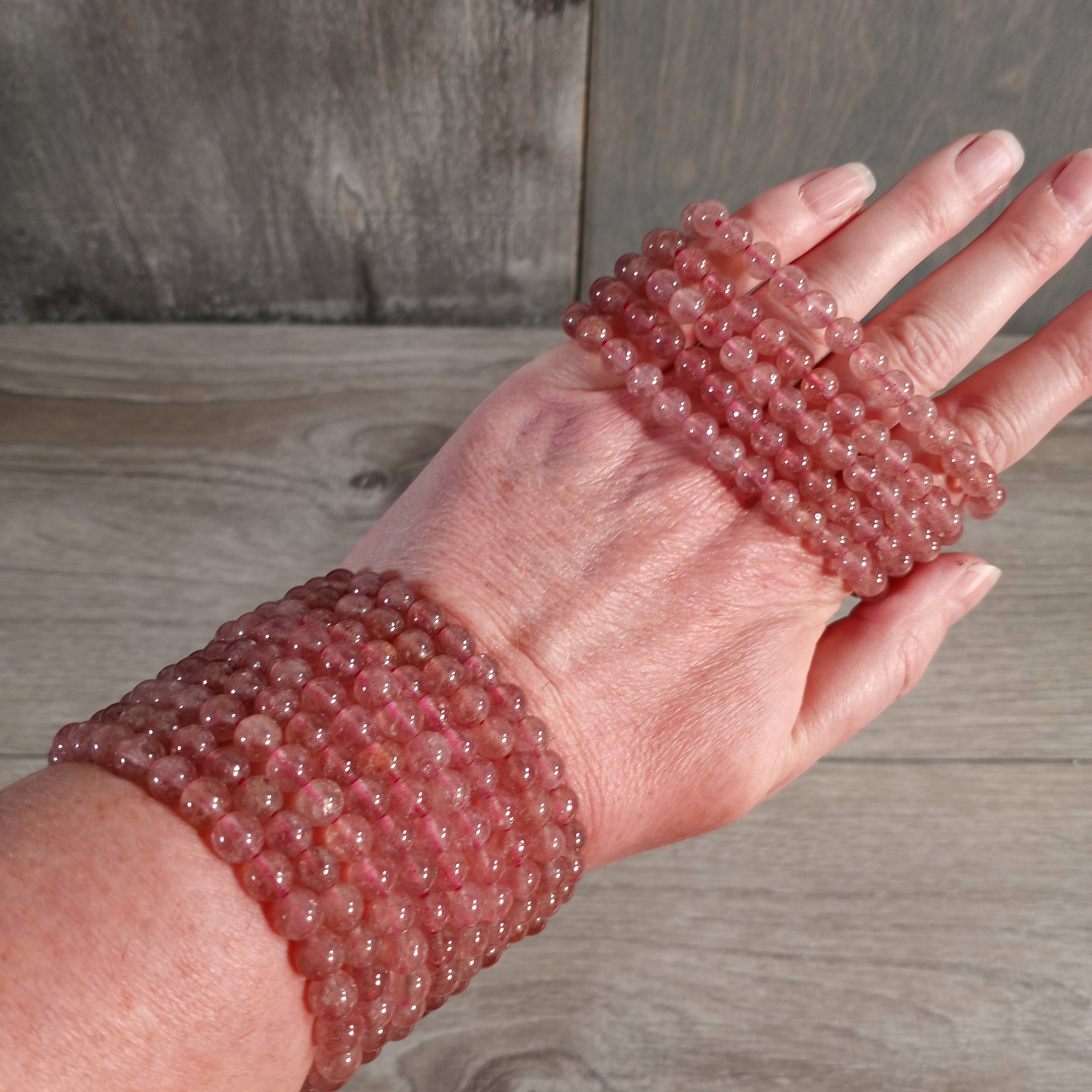 strawberry quartz bulk beaded gemstone bracelets for resale