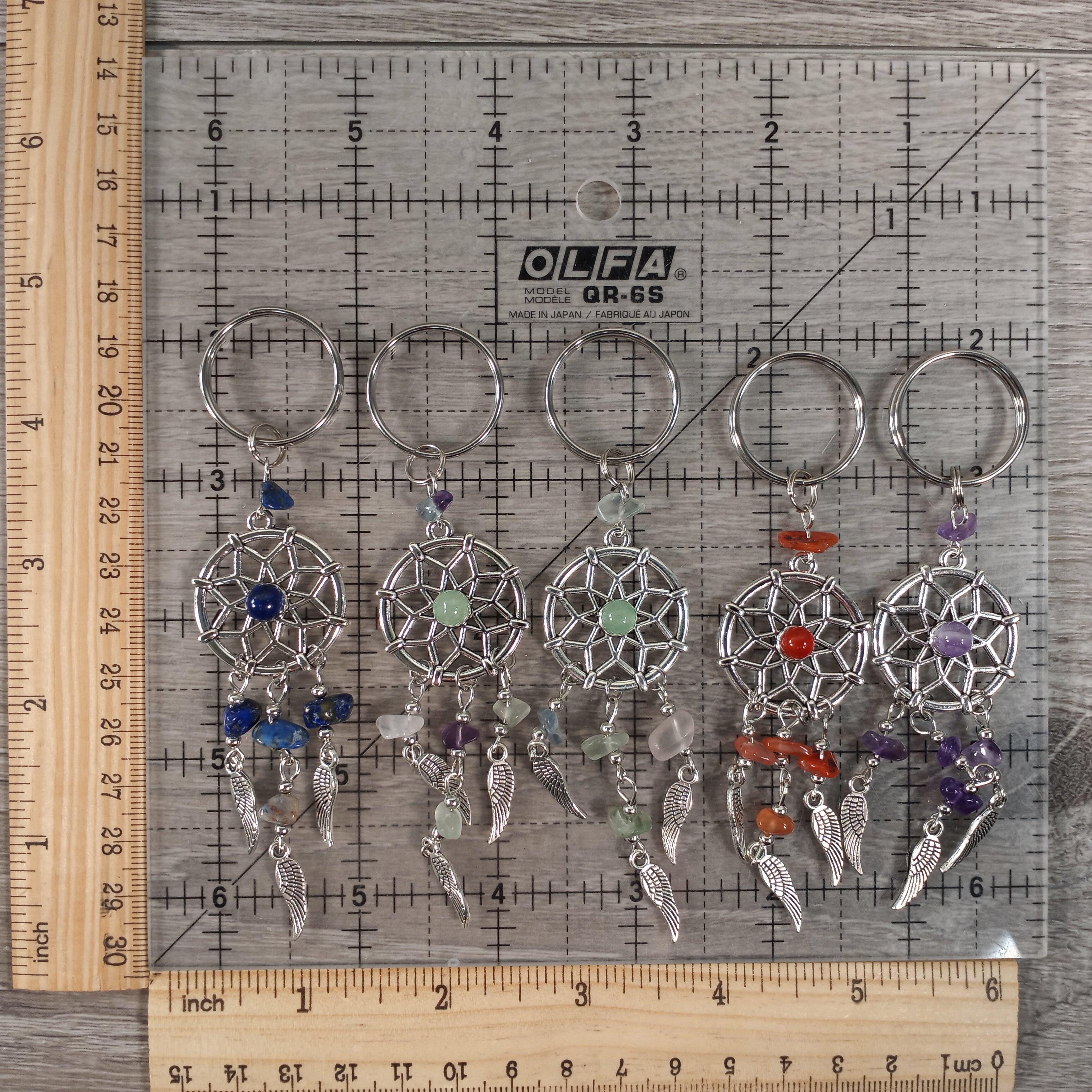 Dreamcatcher Keychains with Assorted Gemstones - Unique Gift
