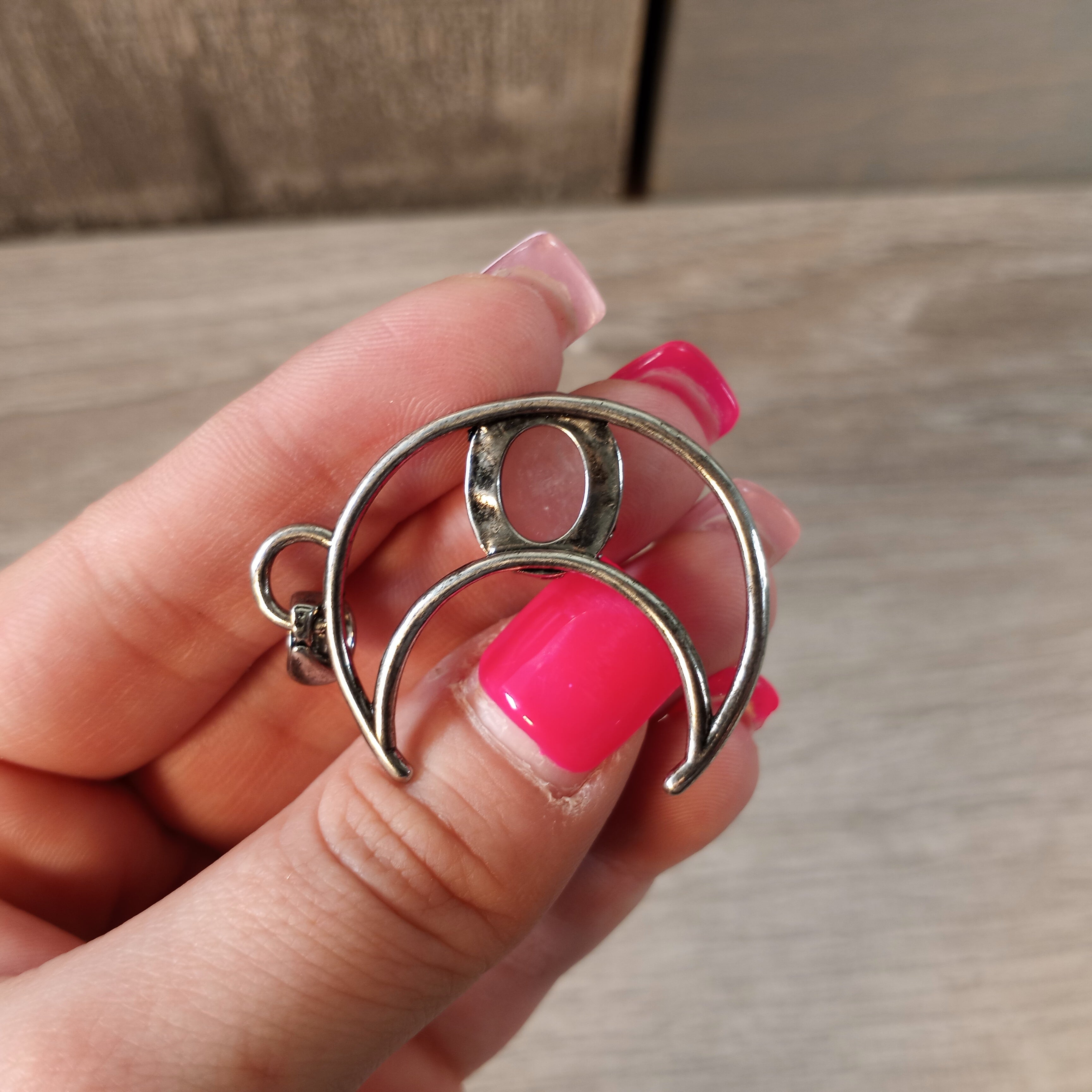 Moon Pendant Necklace – Gunmetal or Silver with Crystal