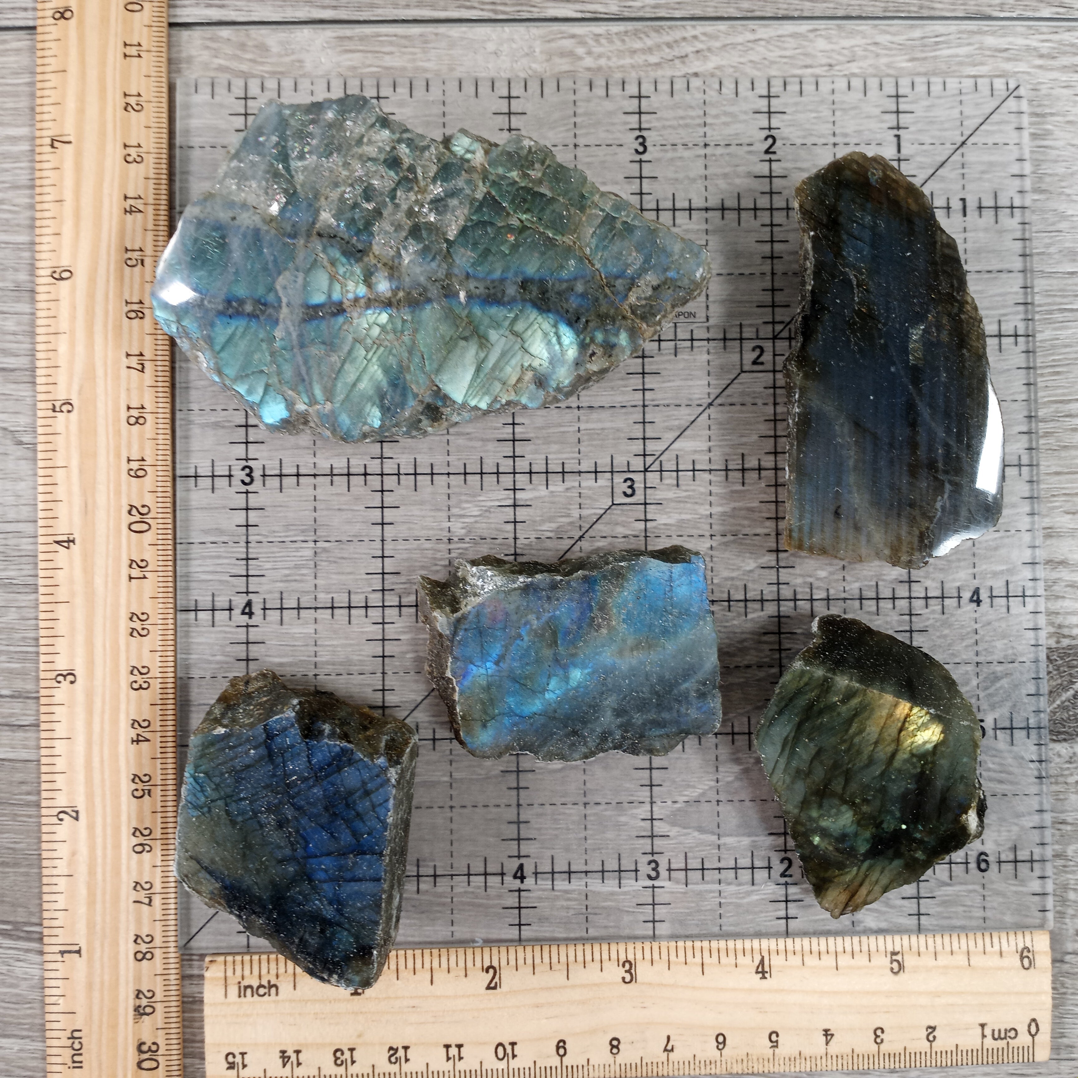 Labradorite Front Polished Slabs – Approx. 2 Kilo for Shops