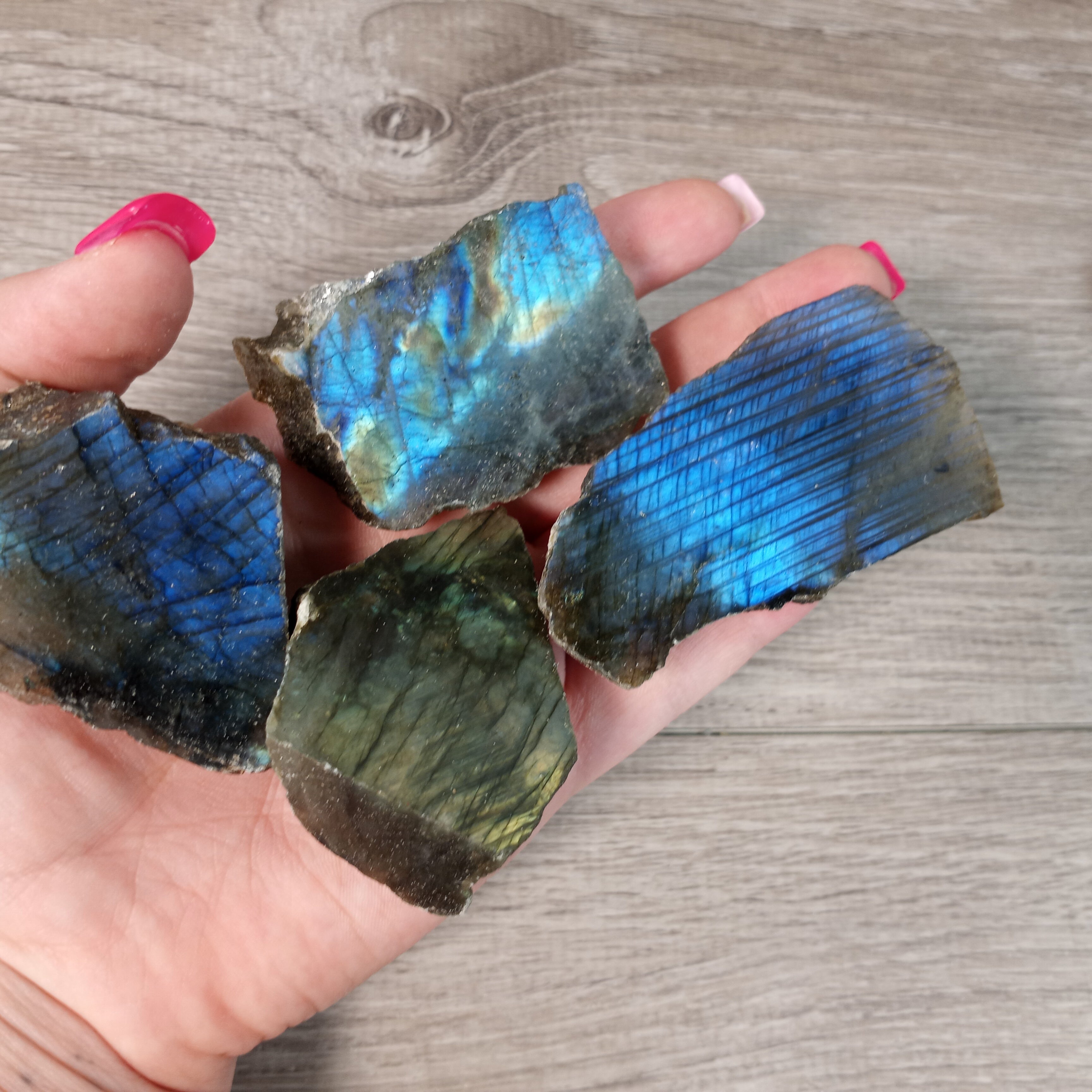 Labradorite front polished slab wholesale crystal approx 2 kilo vibrant blue green flashes