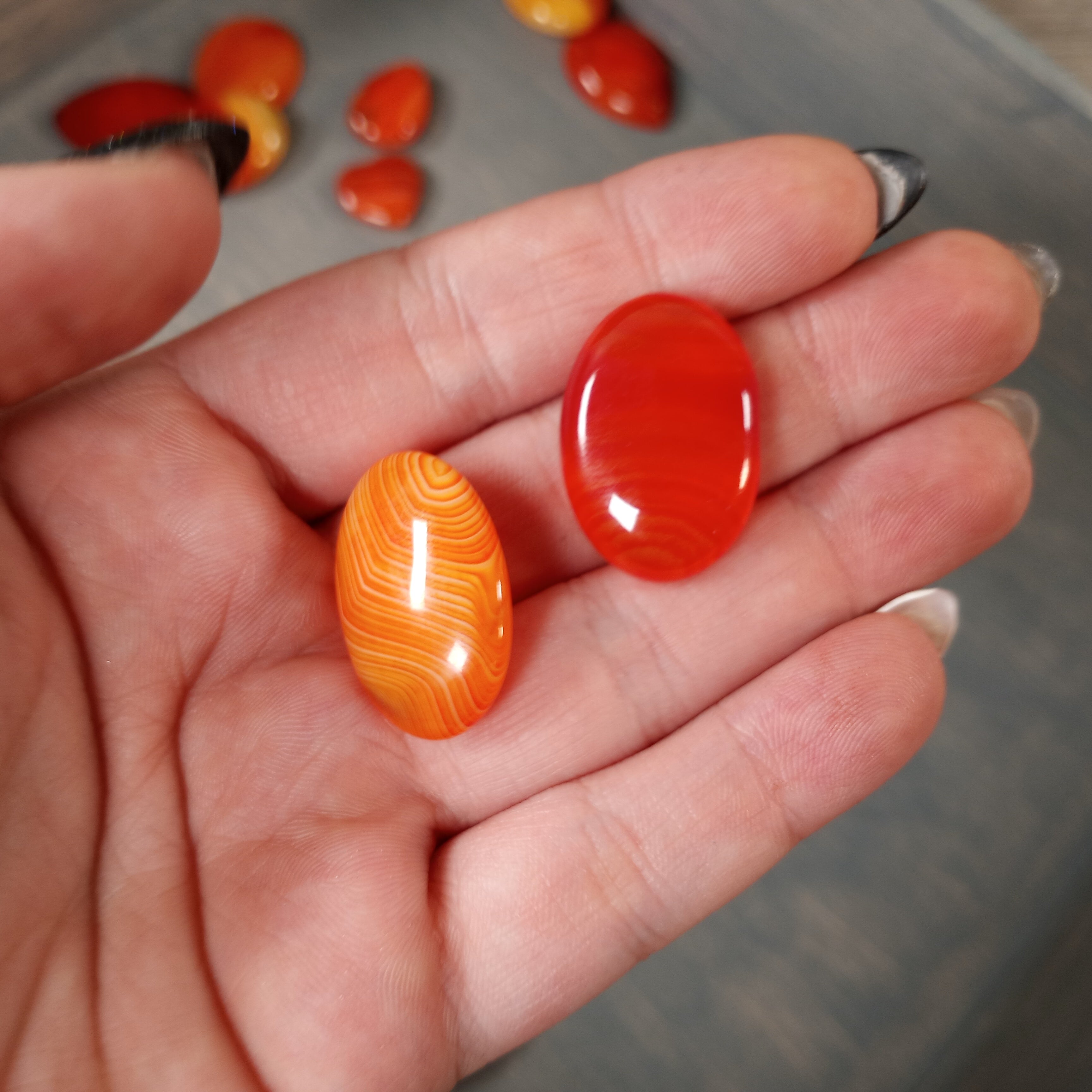 Vibrant Carnelian gemstone cabochons for sale