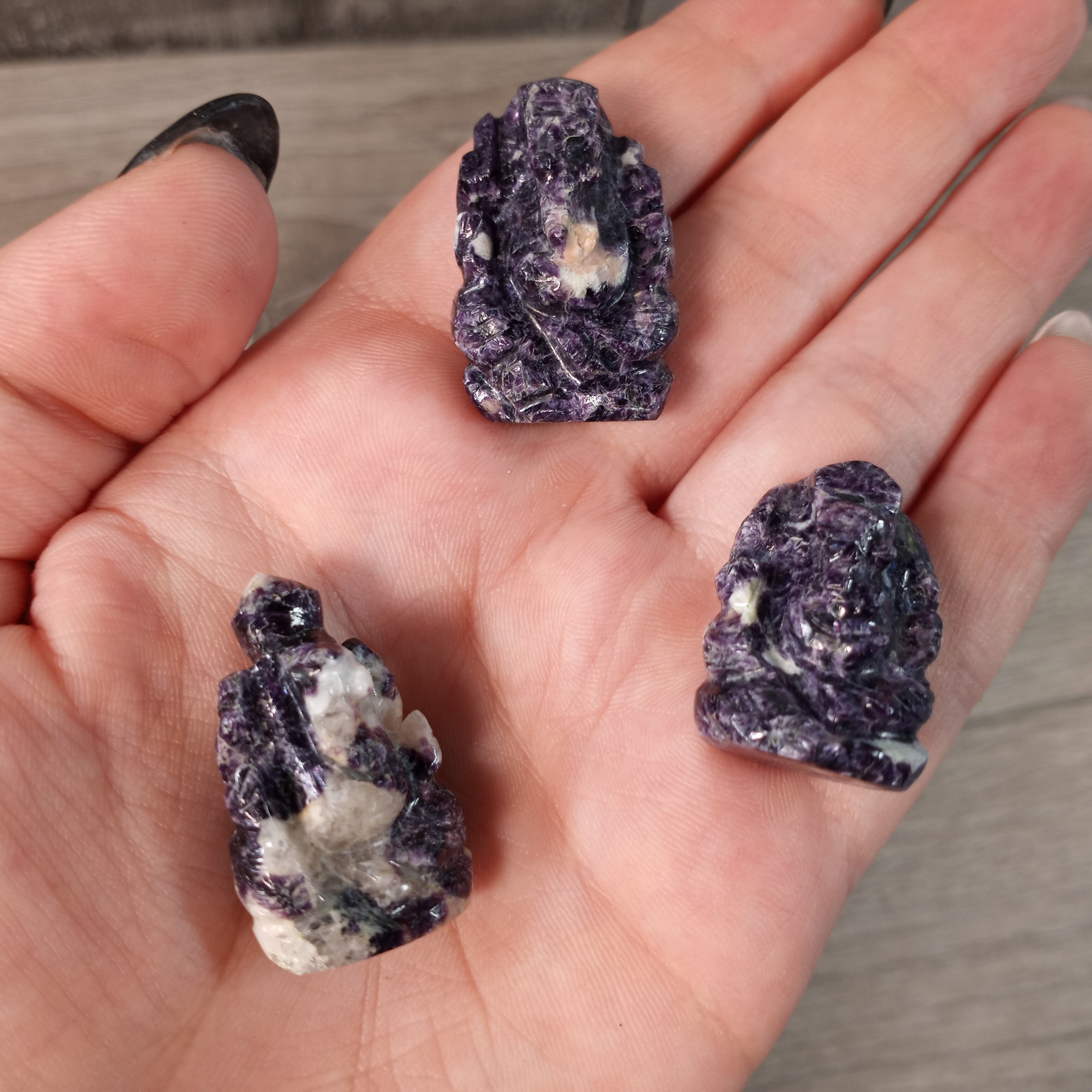 lepidolite small ganesh carvings for retailers