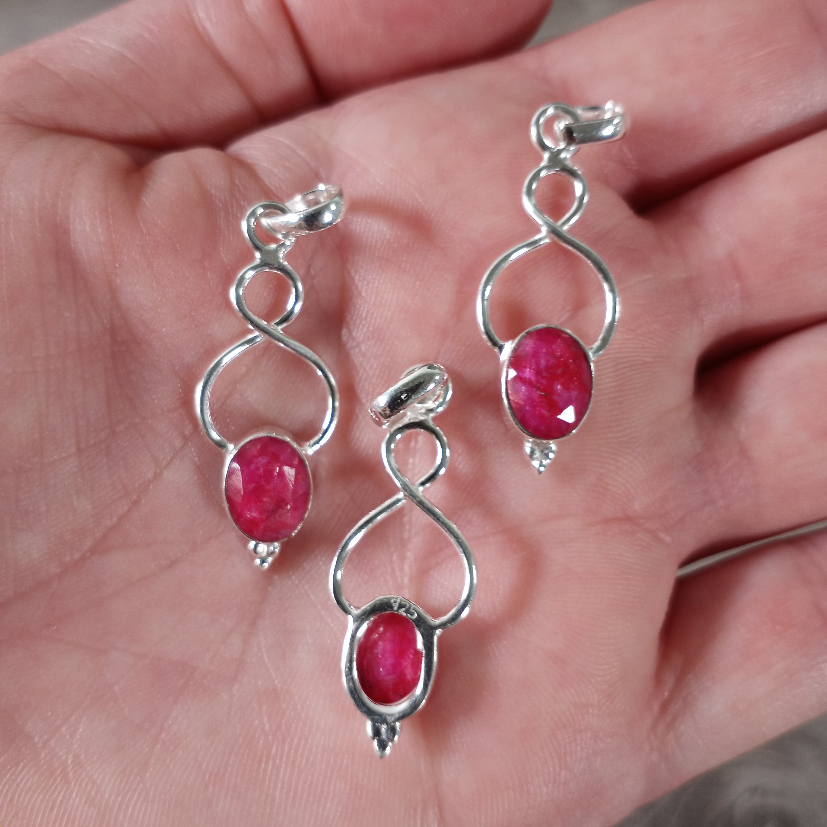 Ruby Sterling Silver Gemstone Twist Pendant wholesale