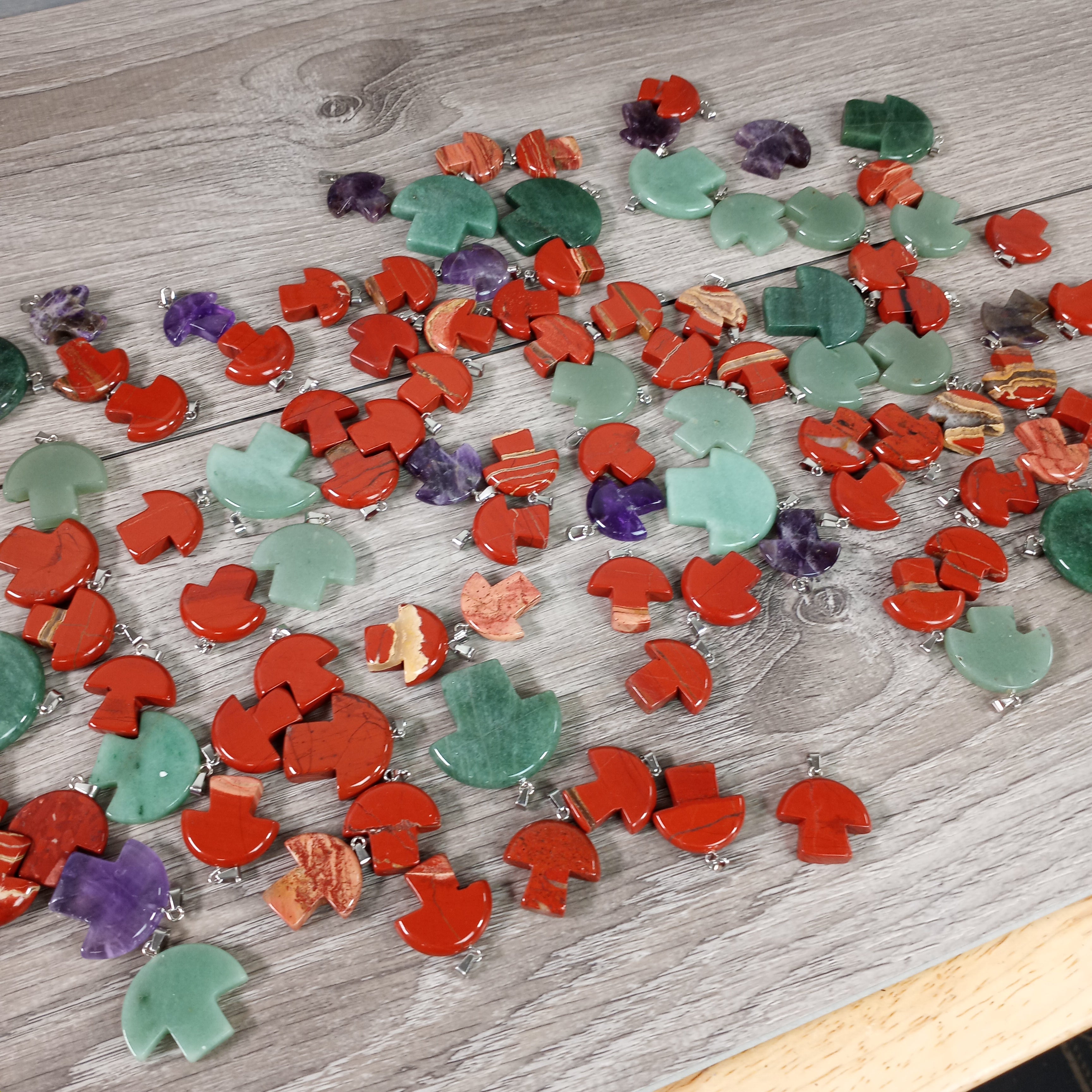 assorted bulk crystal mushroom pendants for wholesale
