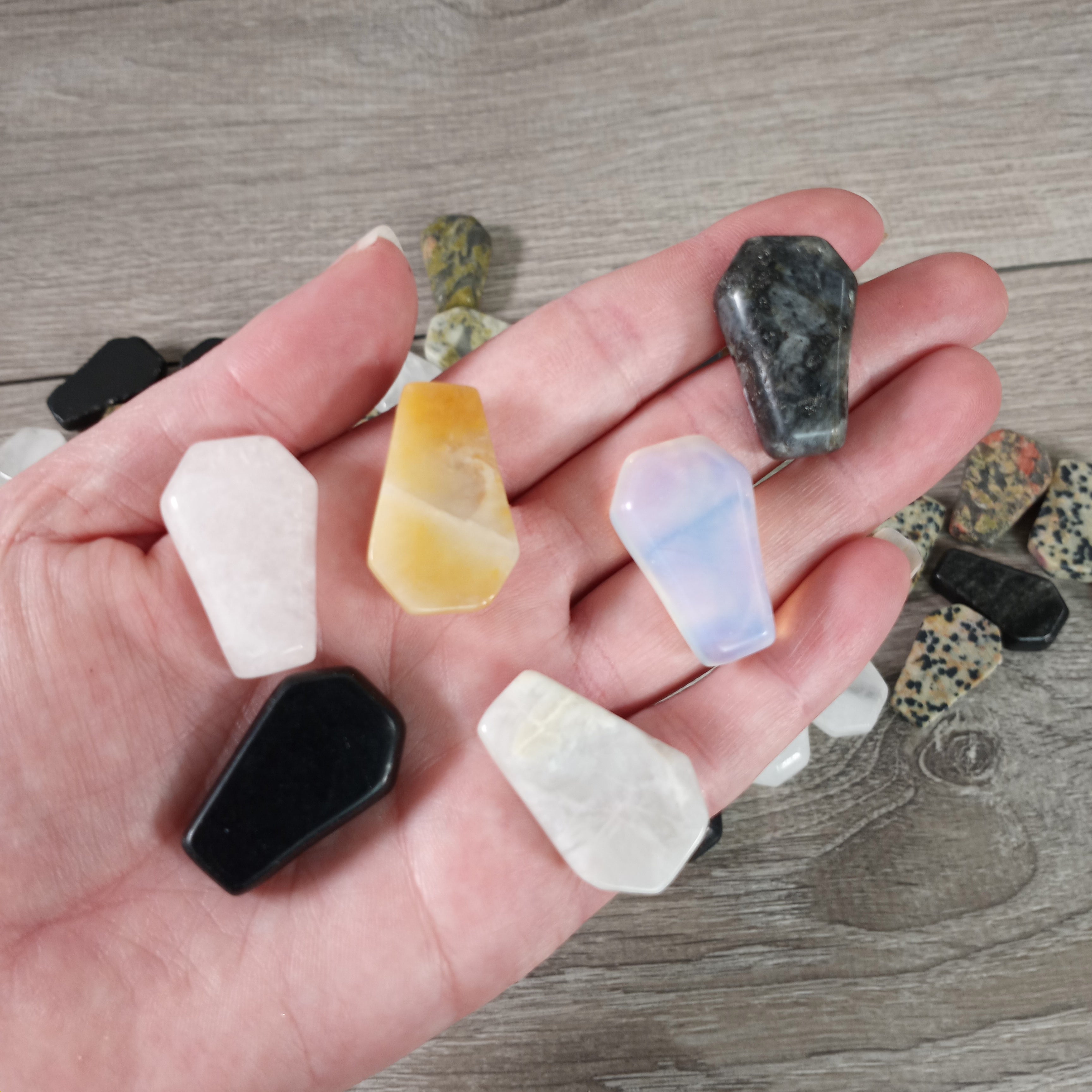 Assorted gemstone coffins for bulk buyers