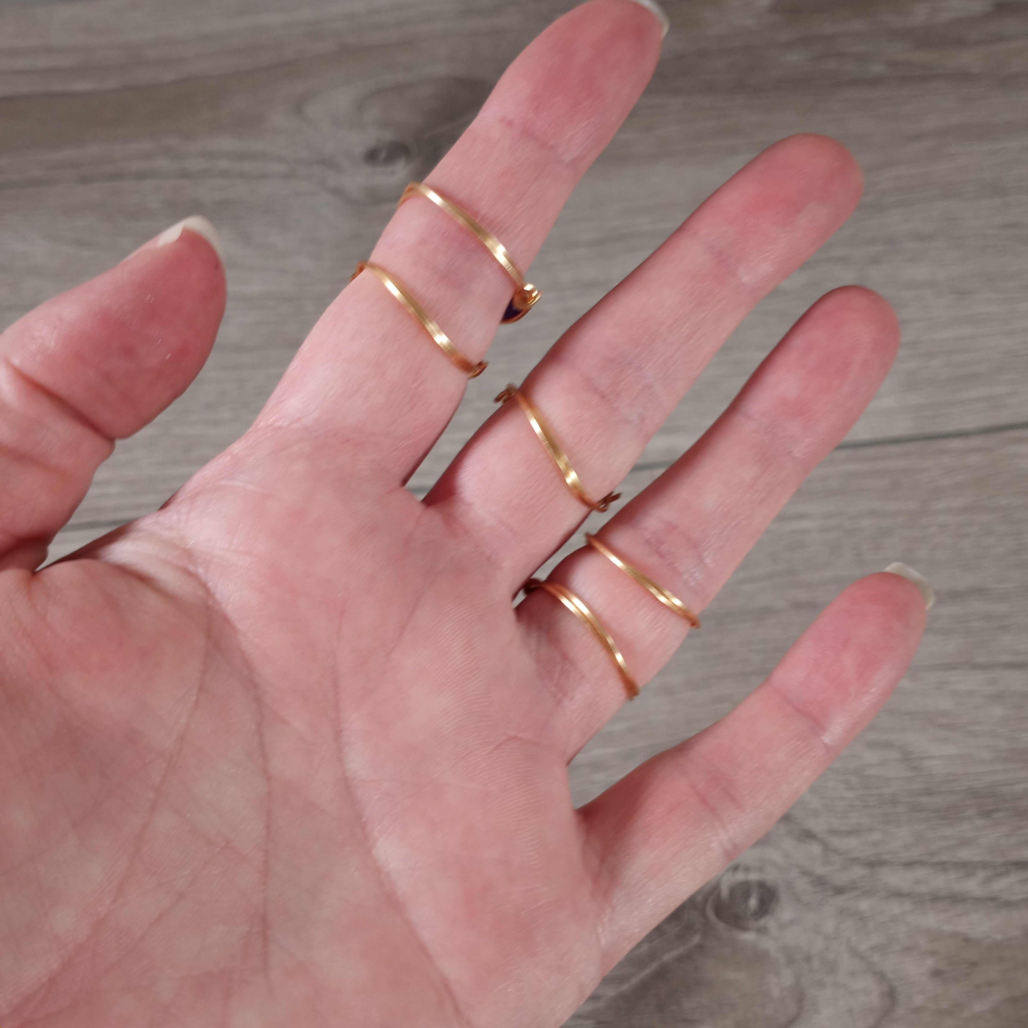 Gold-Plated Copper Wire Gemstone Rings – Assorted Crystals