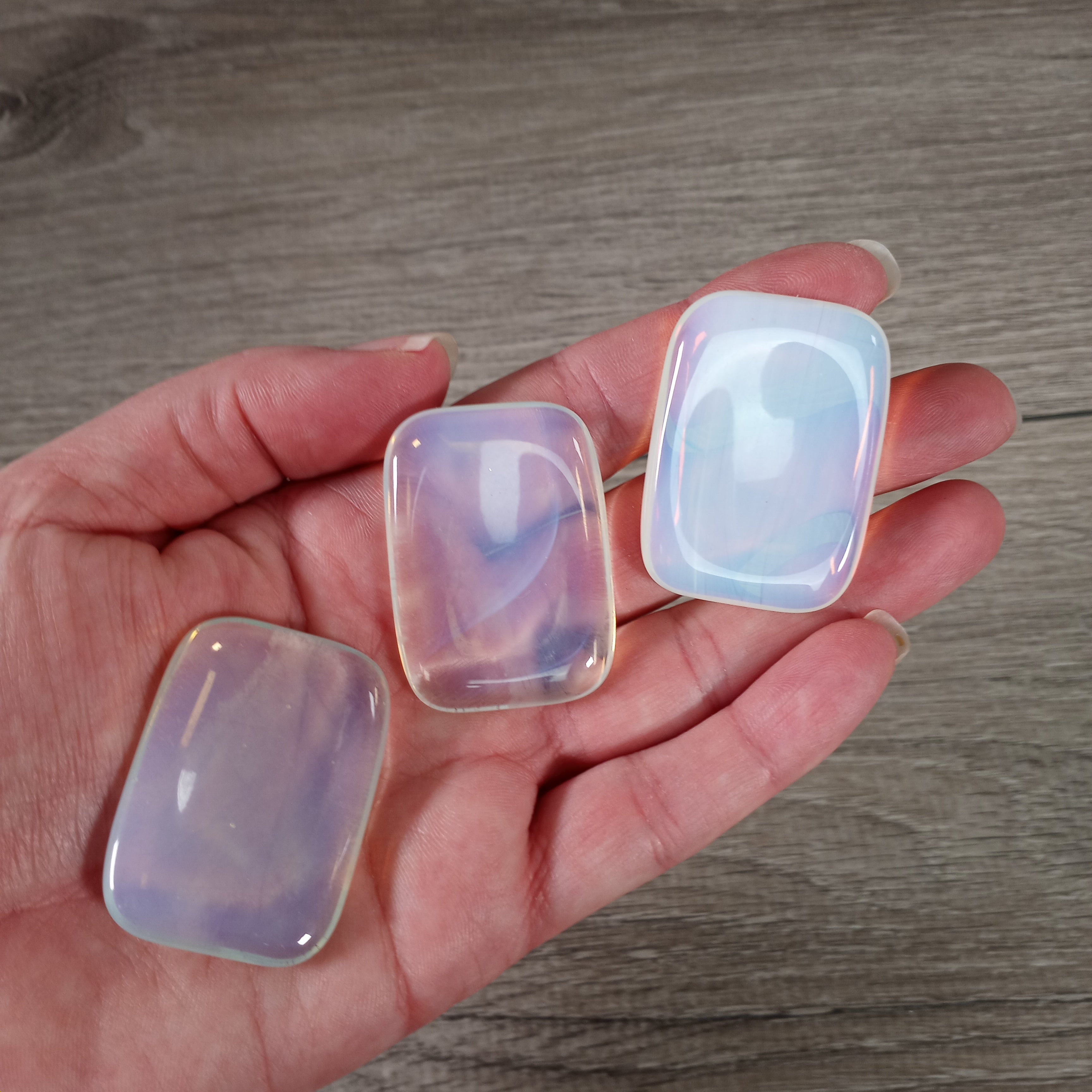 Opalite Polished Rectangle Worry Stone with Thumb Indent - bulk