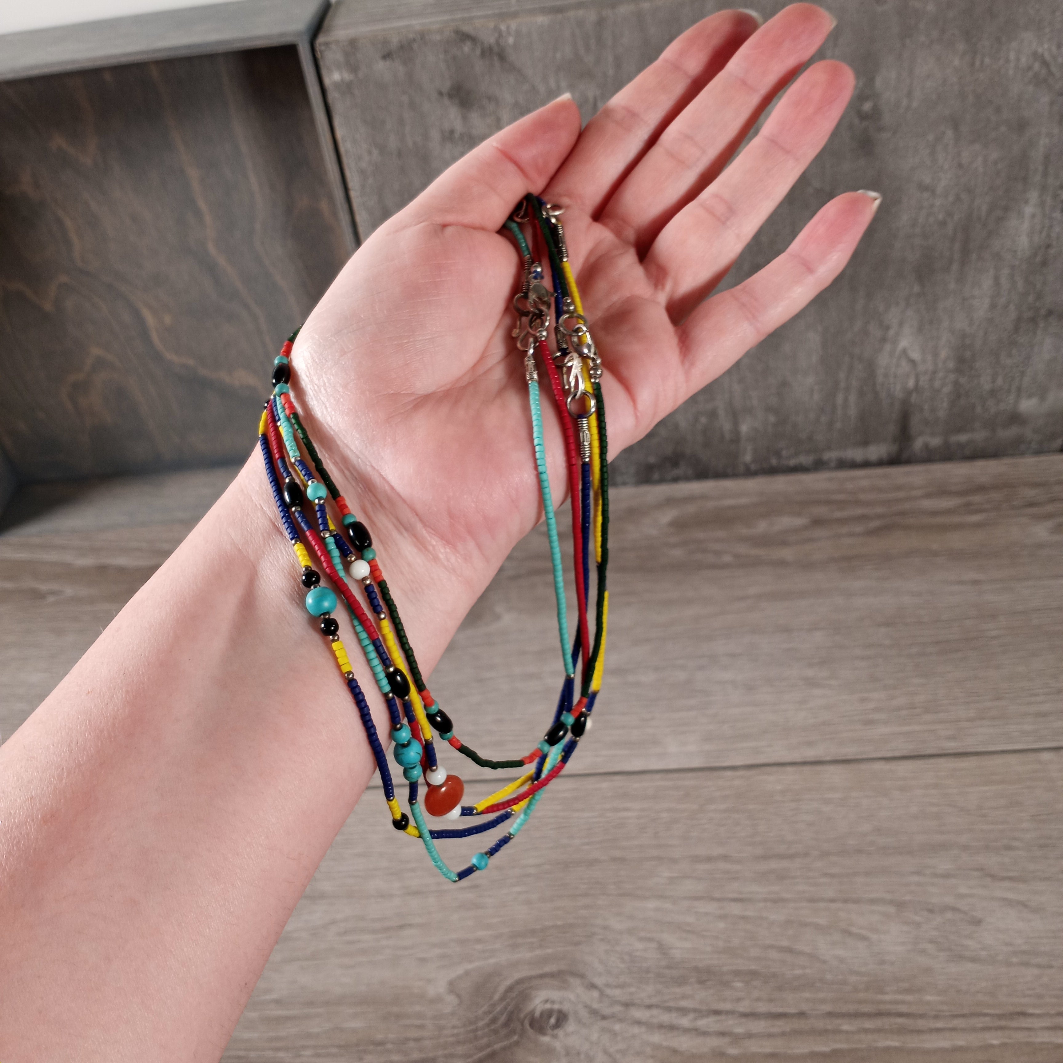 Handcrafted wooden beaded necklaces assortment for wholesale
