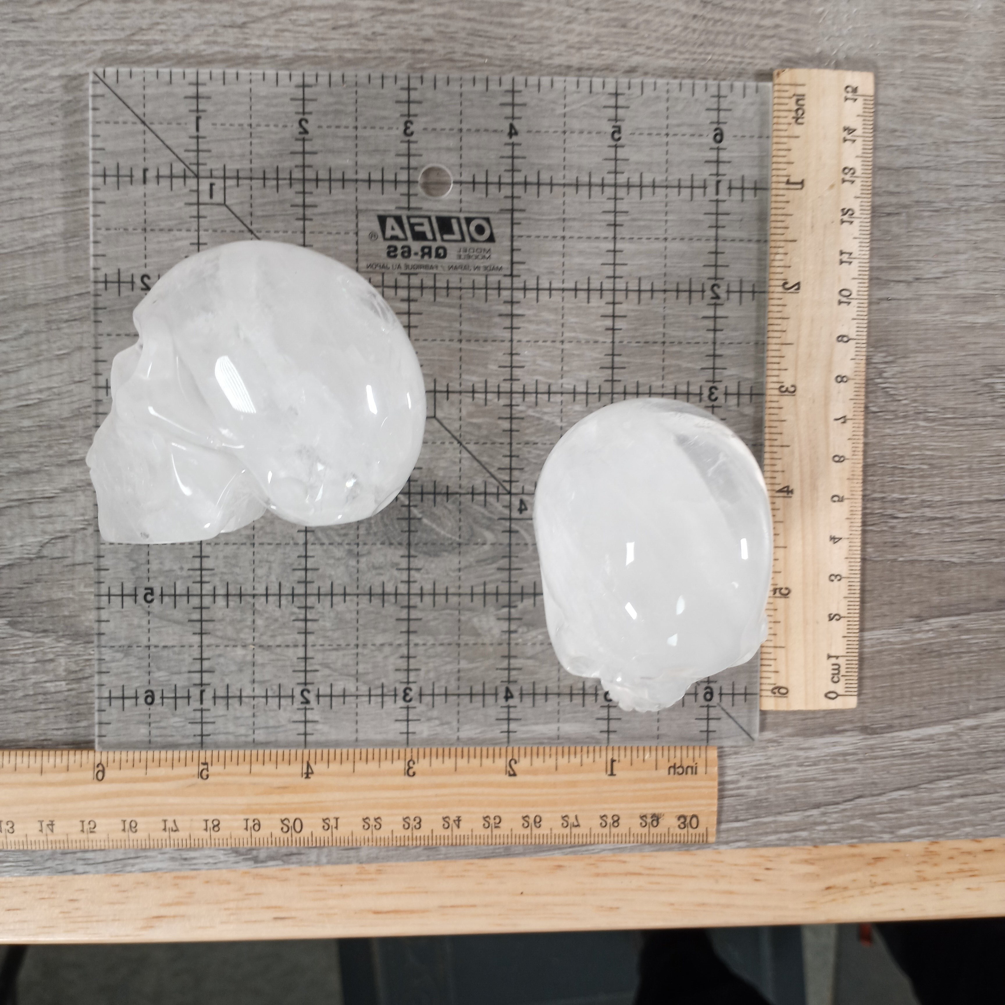 Clear Quartz unique natural stone skull display piece