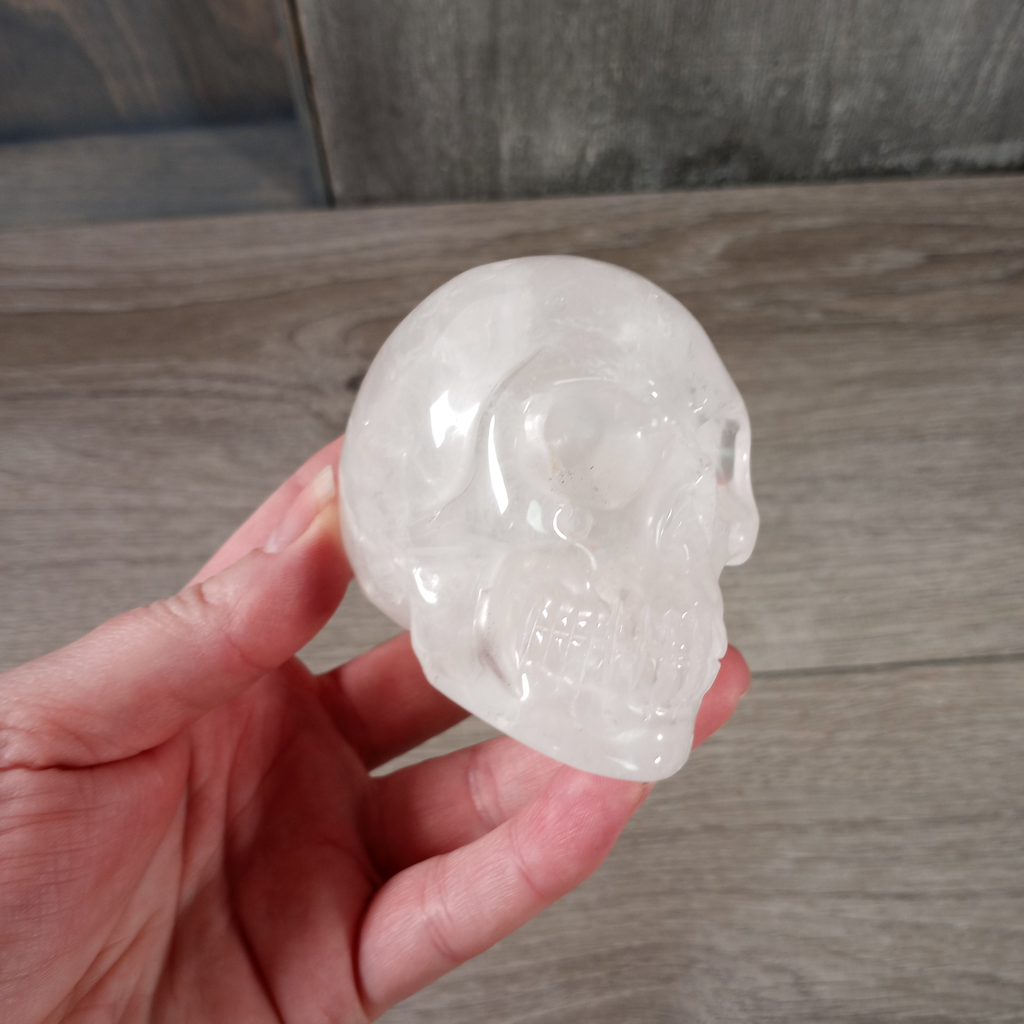 Clear Quartz gemstone skull for metaphysical shops