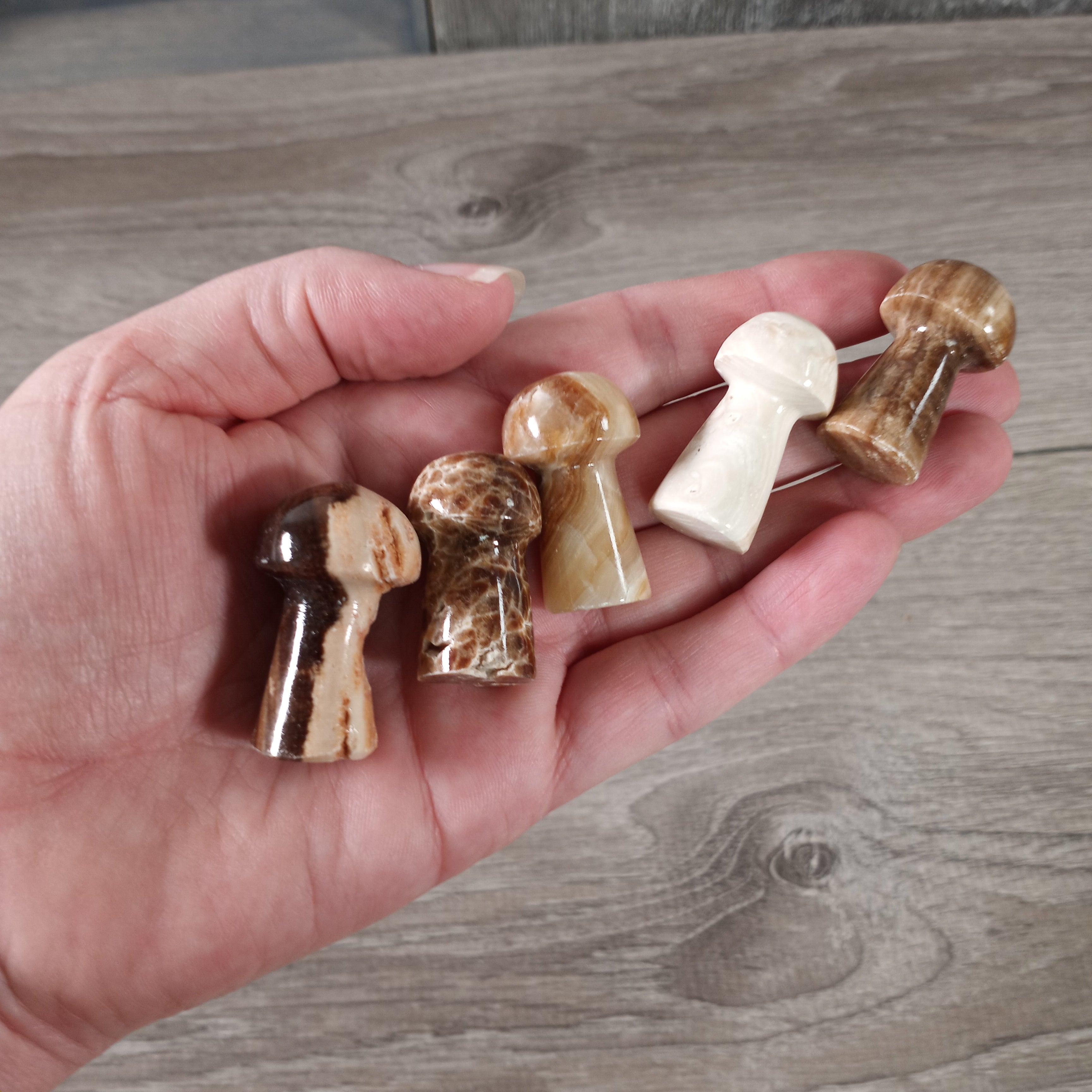 aragonite crystal mushroom carvings - wholesale