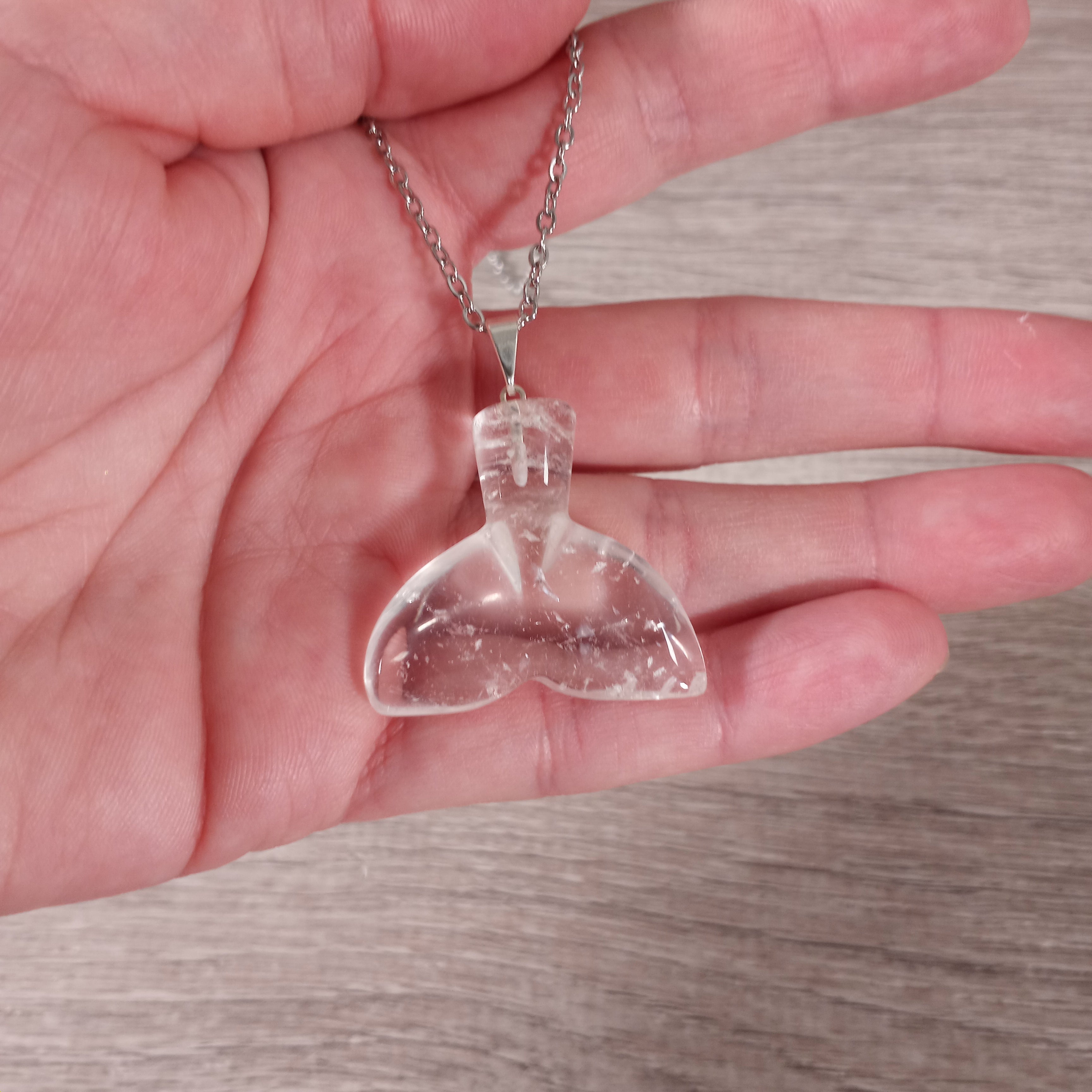 Clear Quartz carved gemstone ocean tail charms for resale