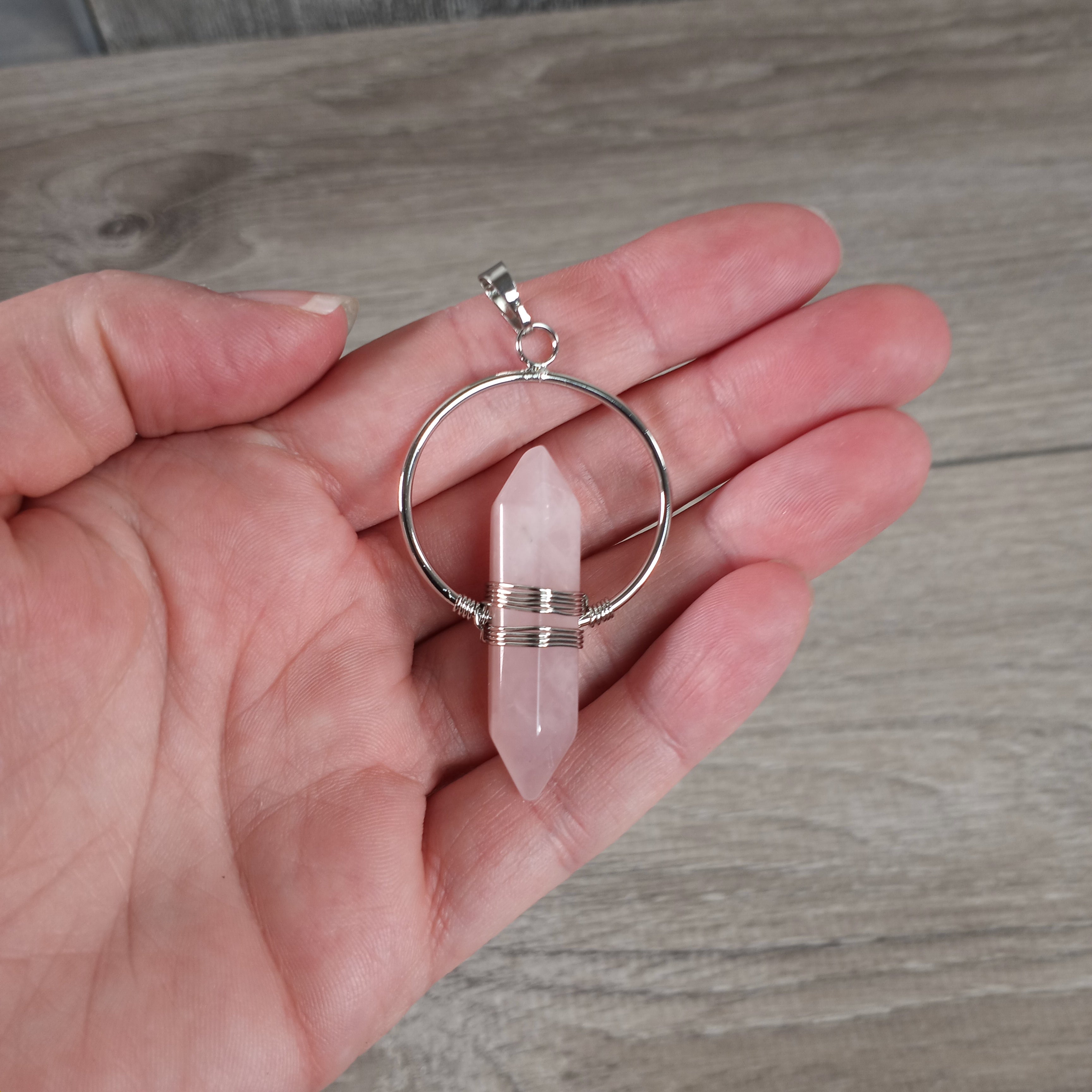 rose quartz crystal point jewelry for spiritual retailers