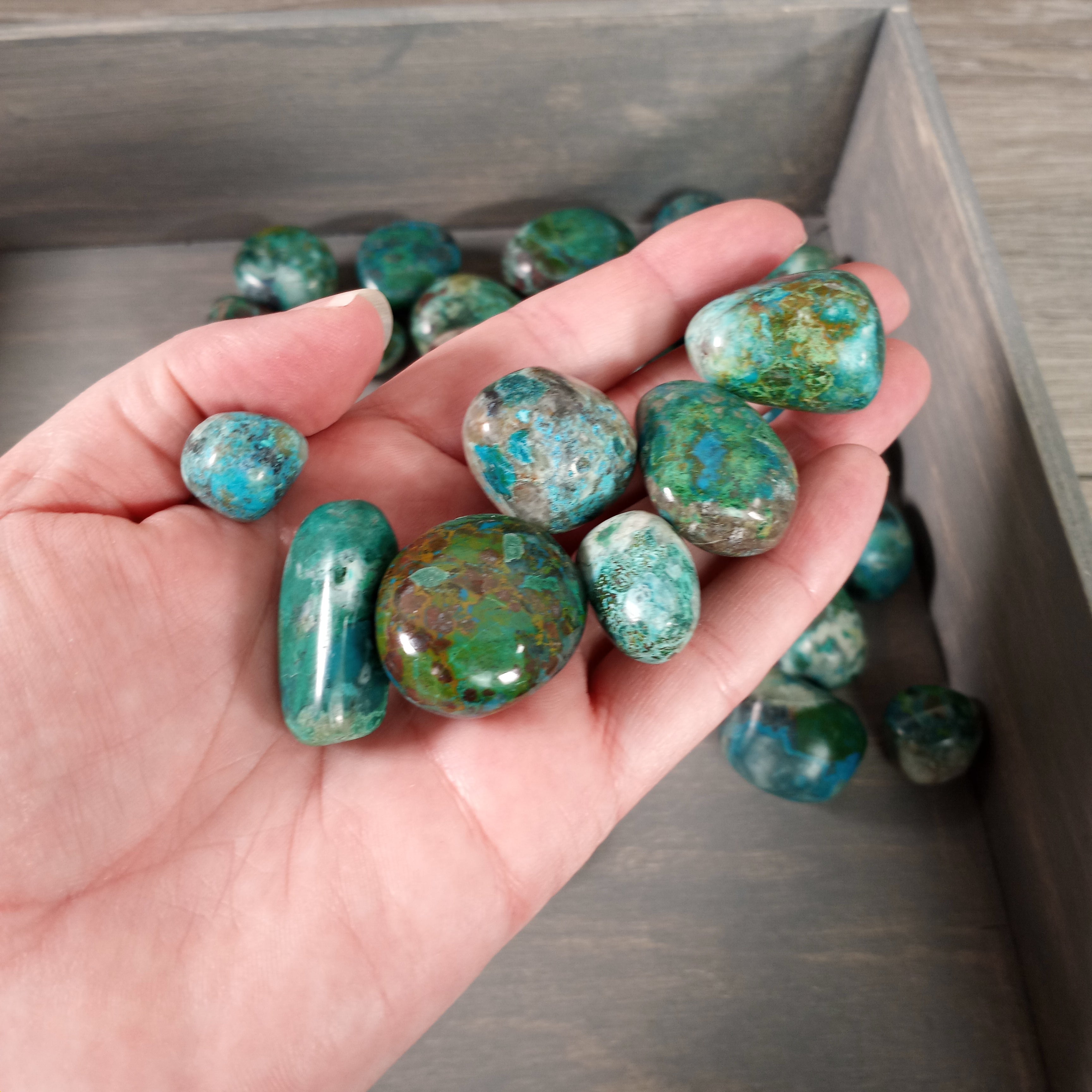 tumbled chrysocolla stones for metaphysical shops