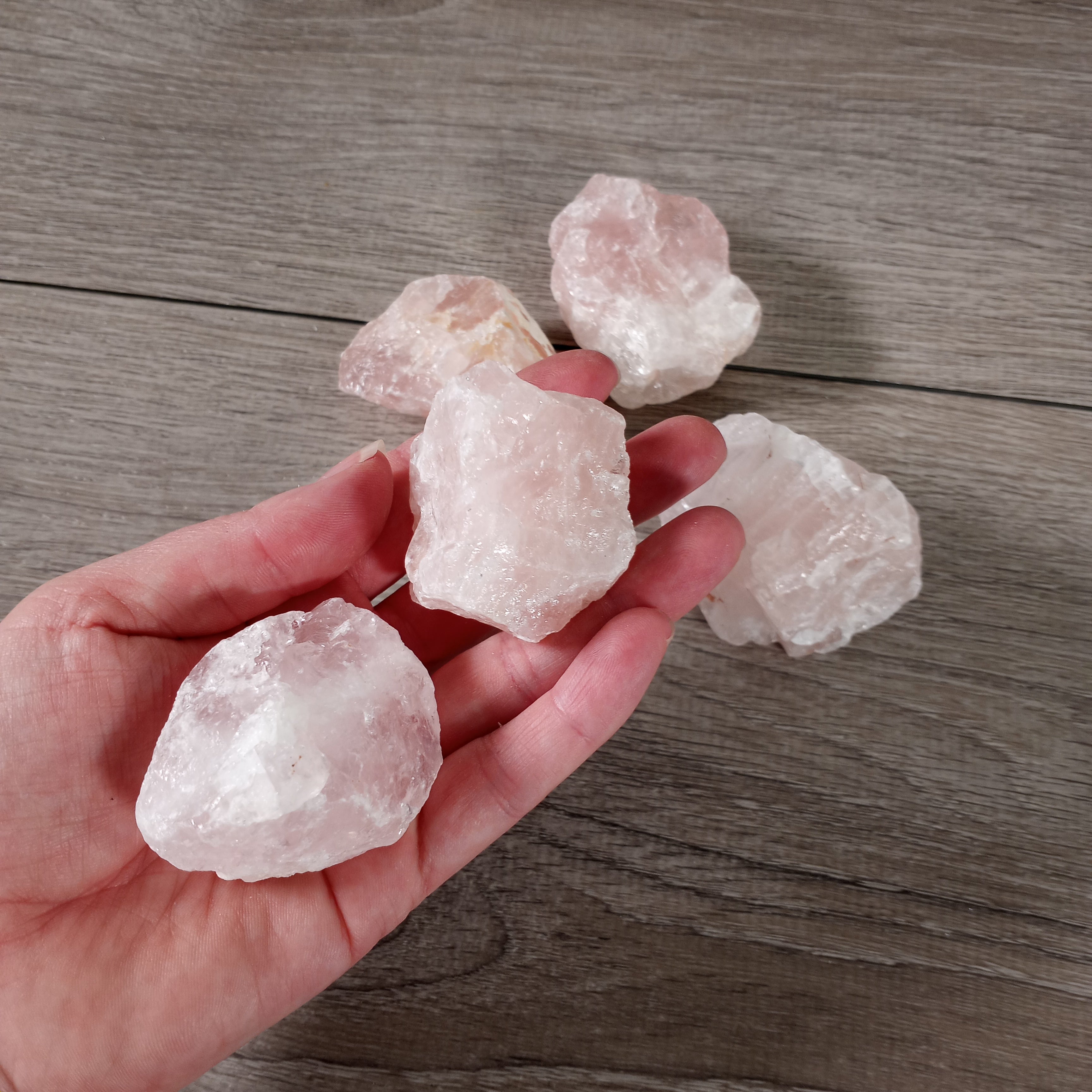 Raw pink rose quartz crystal chunks by the pound