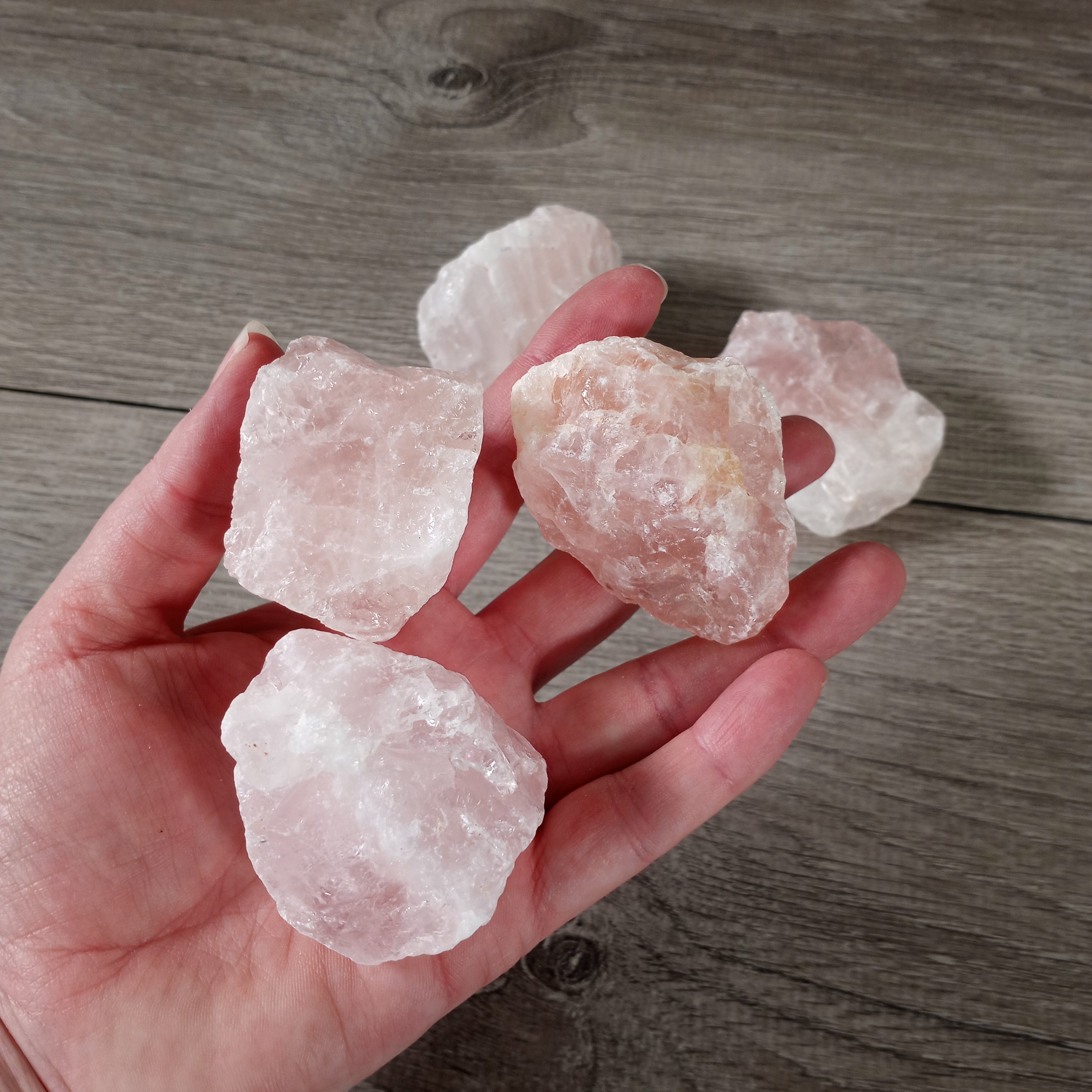 Rose quartz chunks rough texture heart chakra stone