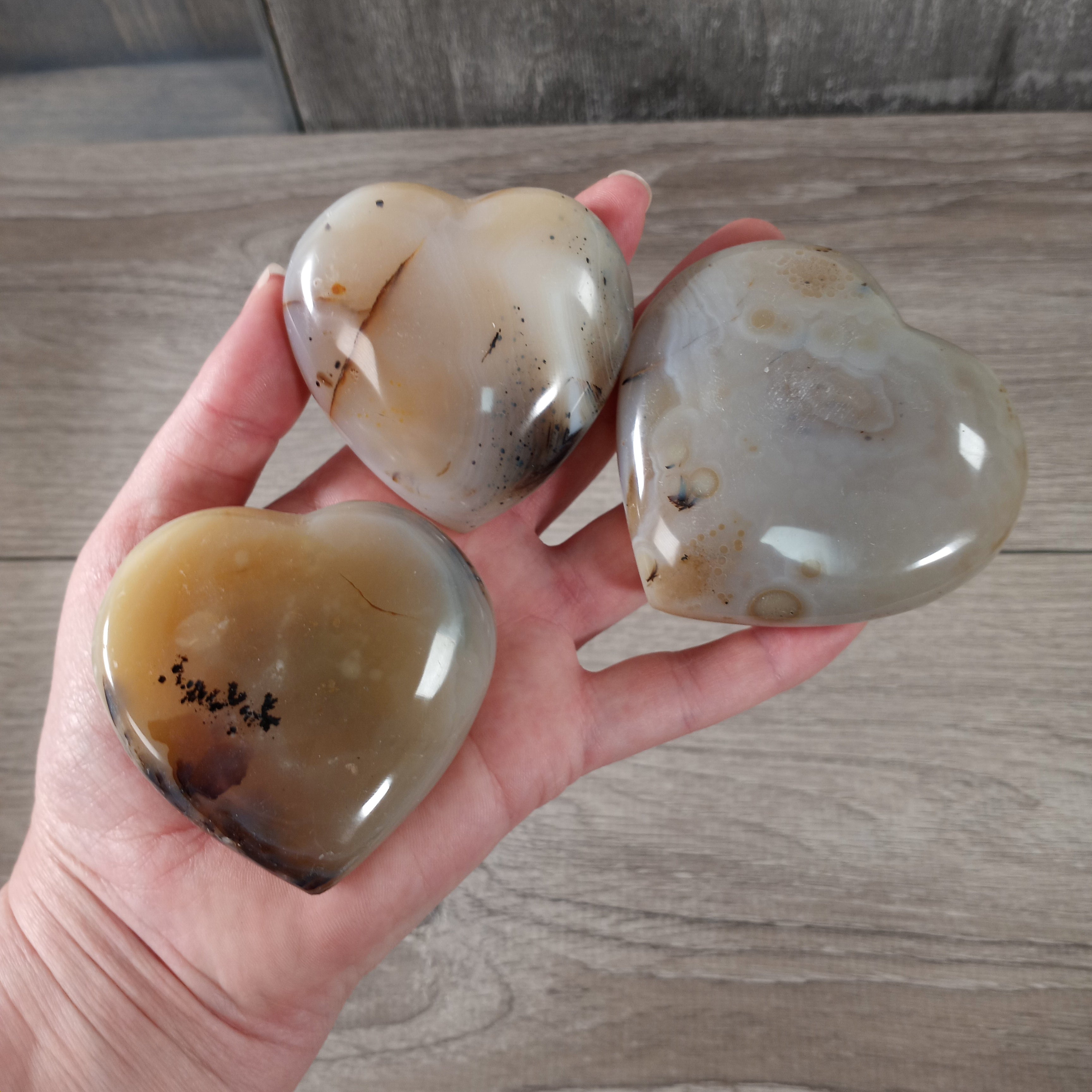 dendritic agate bulk crystal hearts