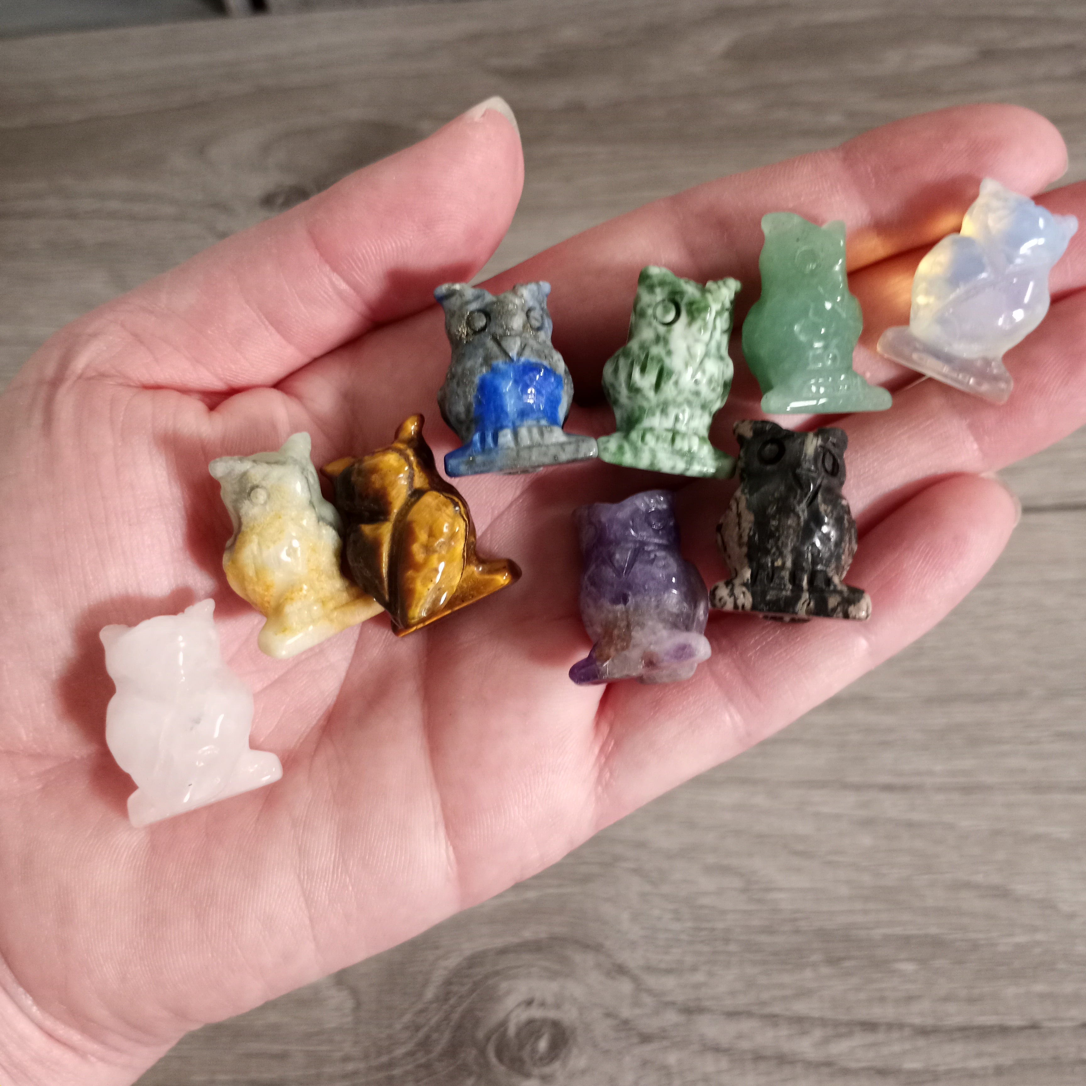 Gemstone Owl Figurine – Small Crystal Owl Decor