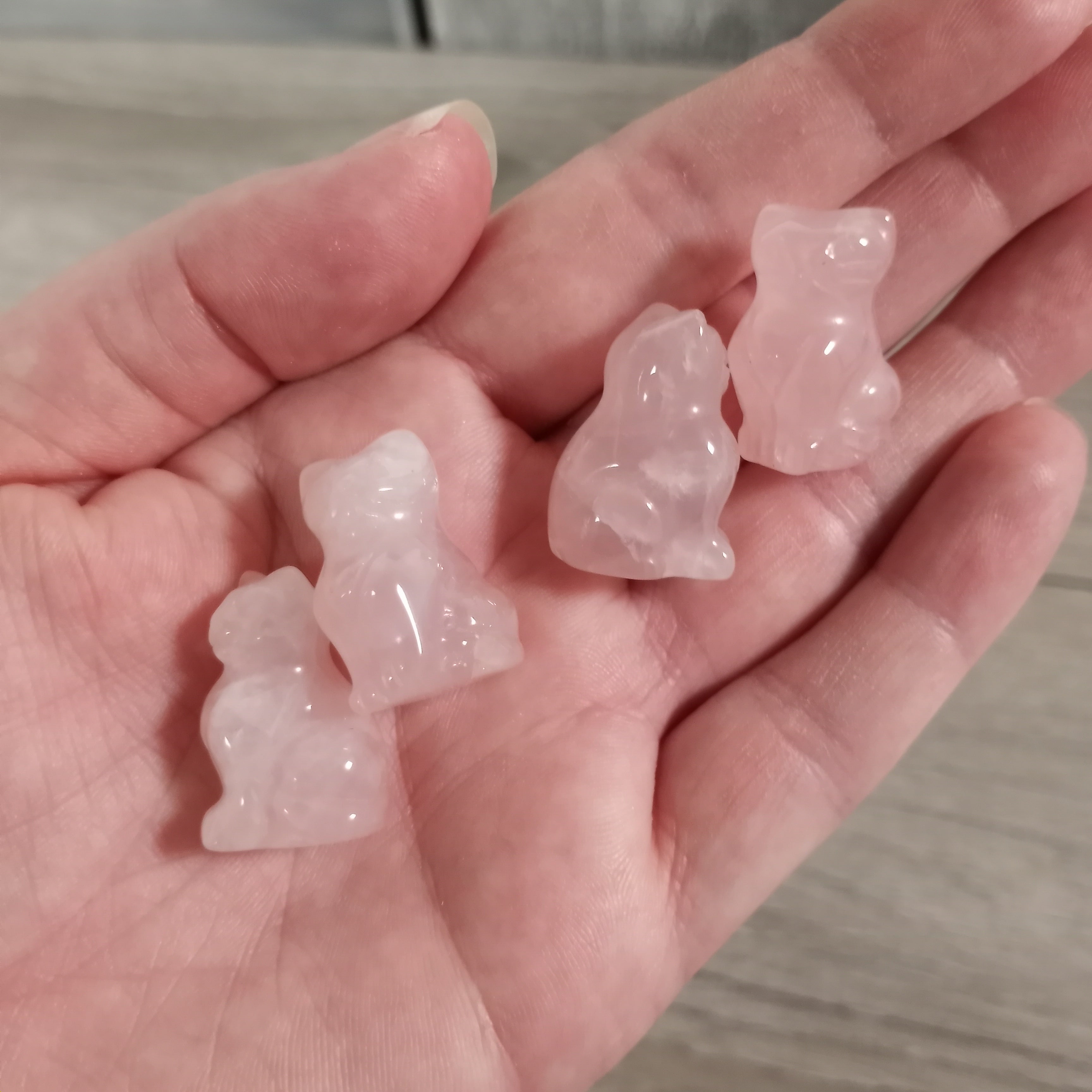 Rose Quartz Wholesale gemstone cat carving.