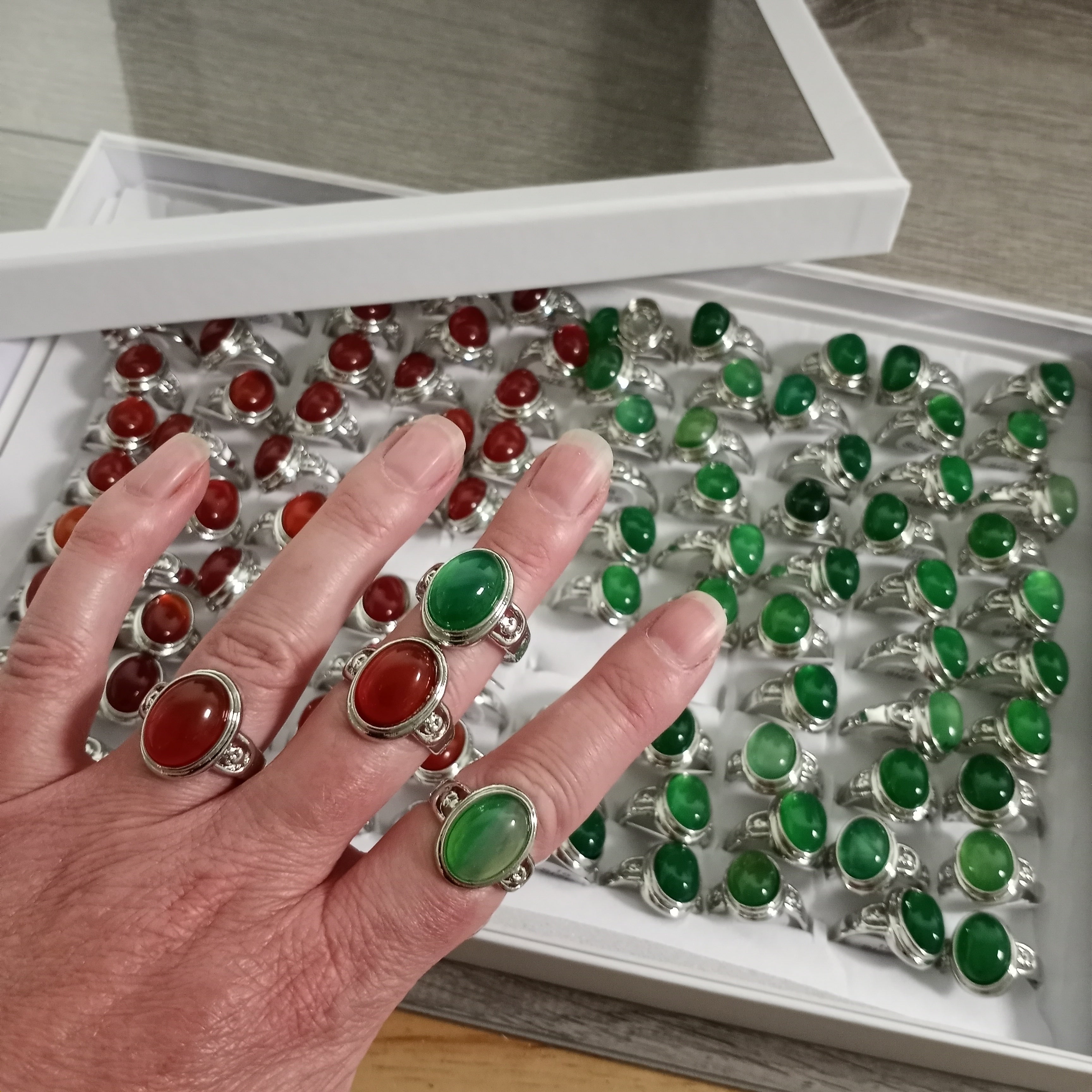 Gemstone Rings Assortment – 100 or 50 Mixed Stone Rings