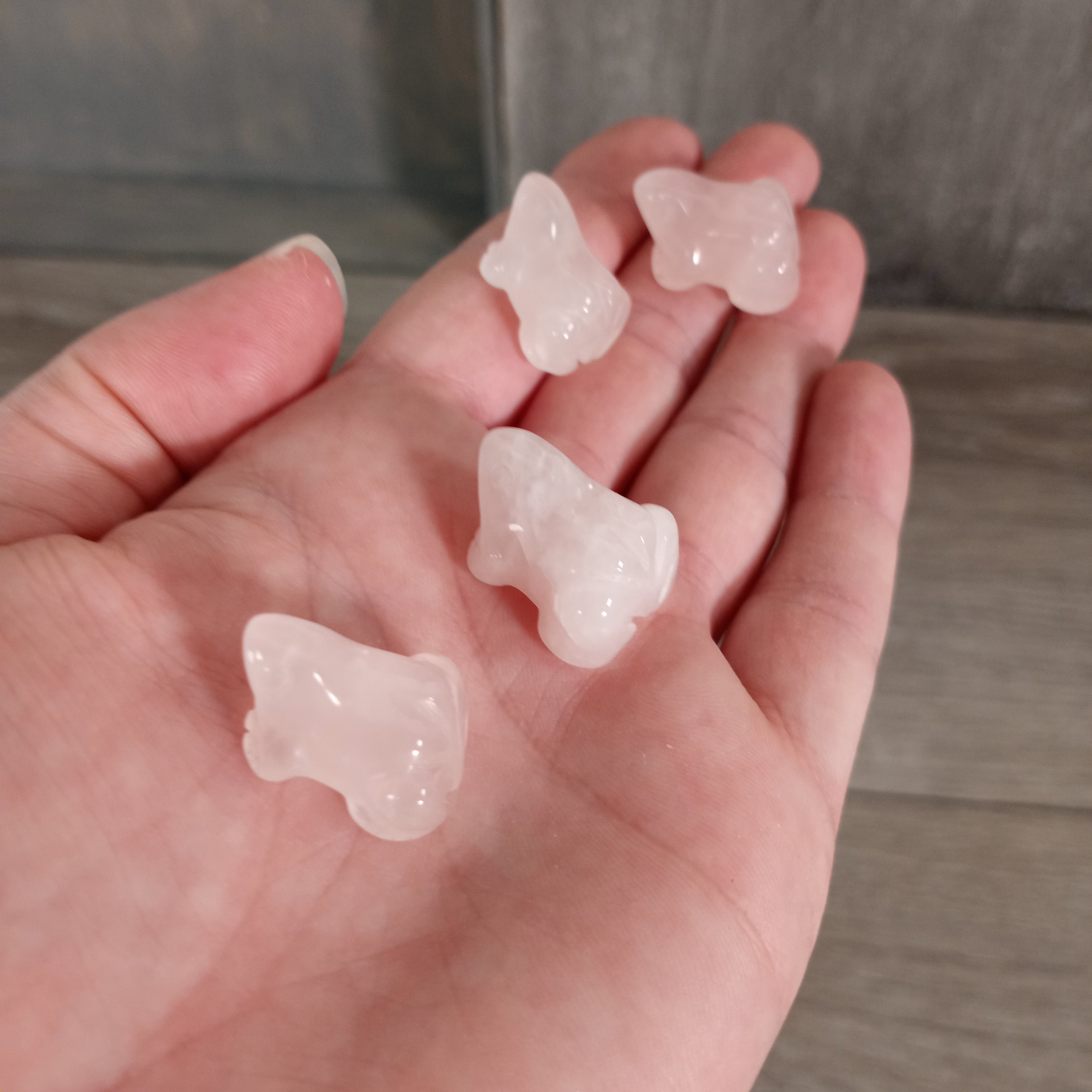 rose quartz mini crystal frog figurine for gift shop